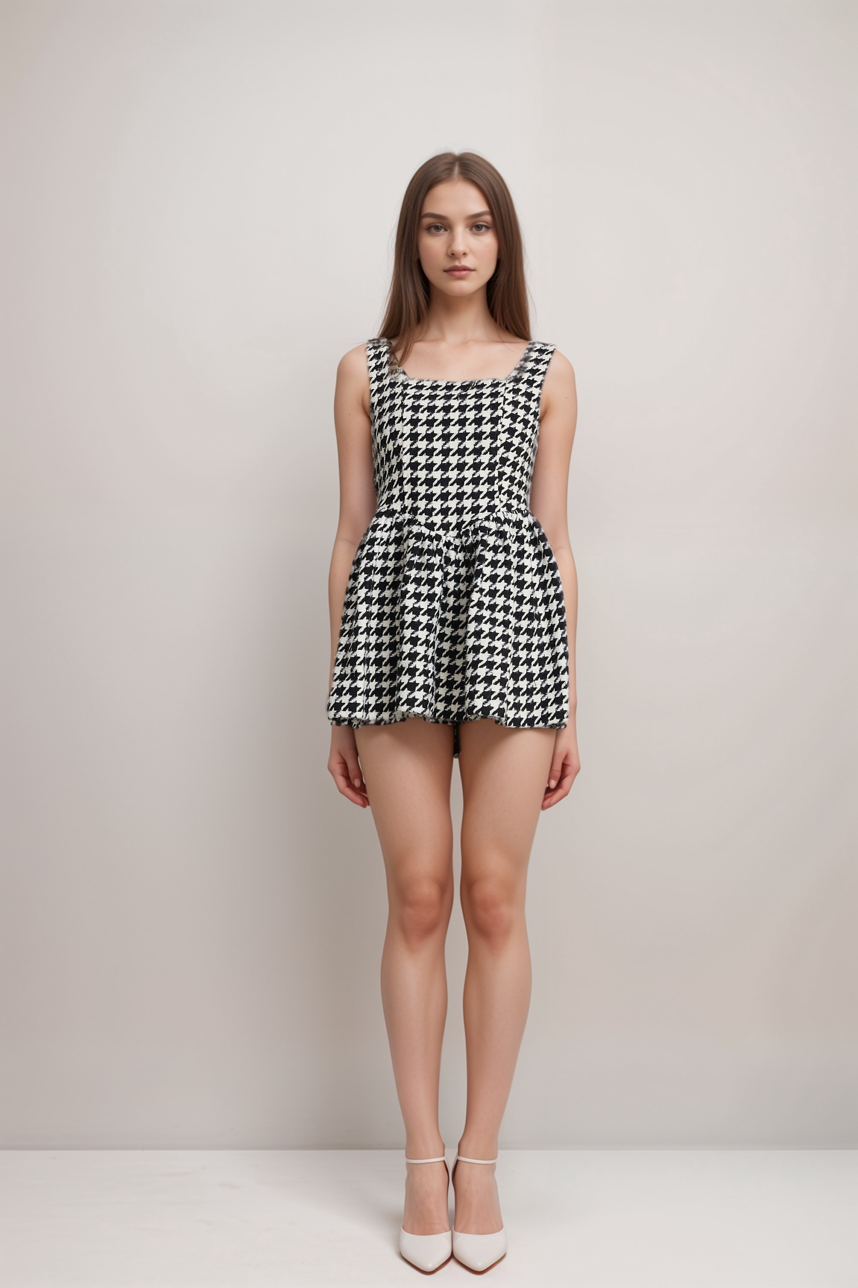 MORE & MORE HOUNDSTOOTH MINI DRESS FOR PARTY