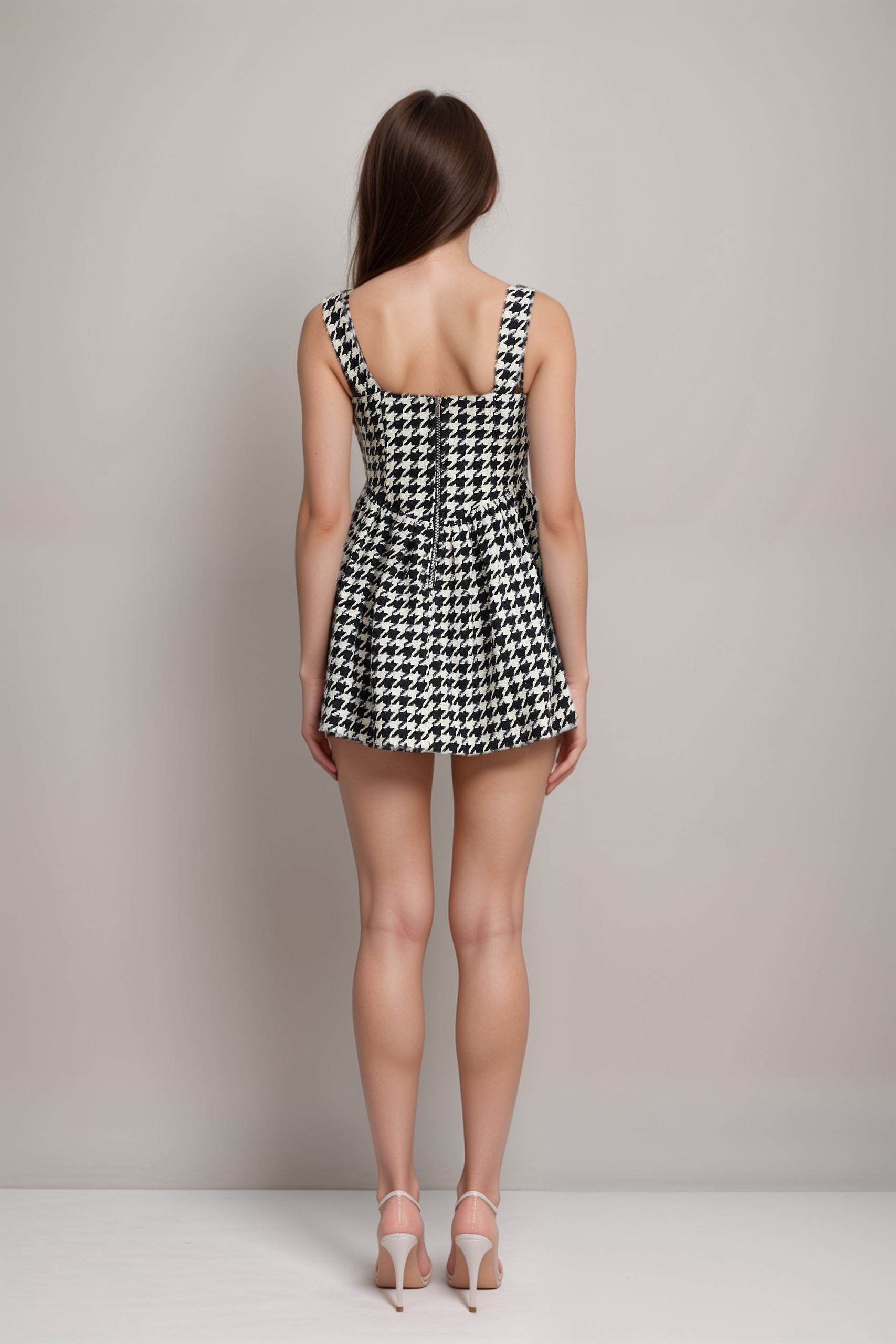 MORE & MORE HOUNDSTOOTH MINI DRESS FOR PARTY