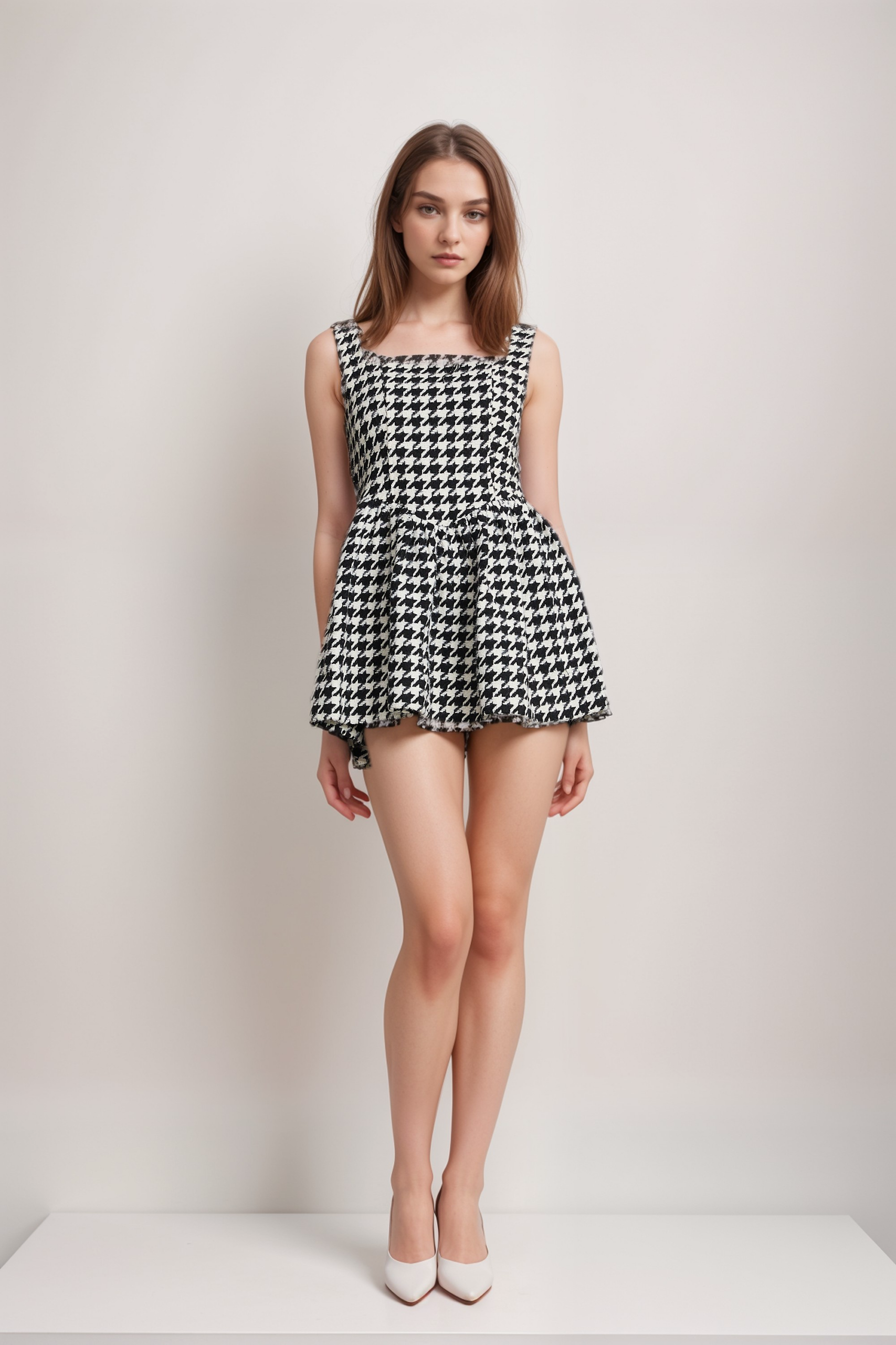 MORE & MORE HOUNDSTOOTH MINI DRESS FOR PARTY