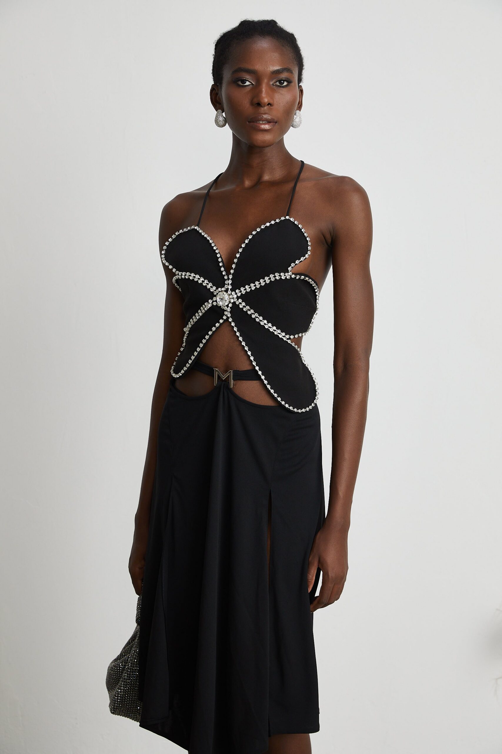 GABRIELLE CRYSTAL TRIM FLORAL TOP FOR EVENTS