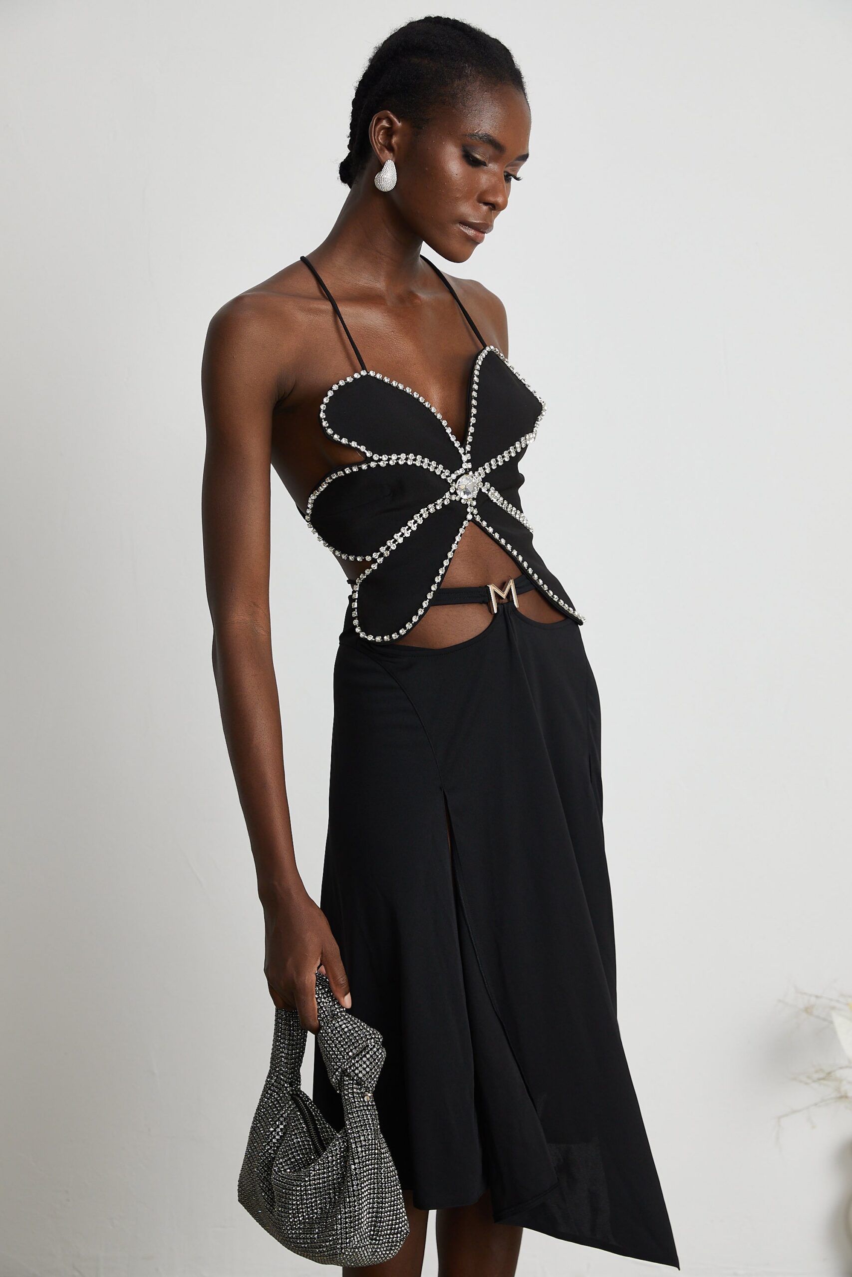 GABRIELLE CRYSTAL TRIM FLORAL TOP FOR EVENTS