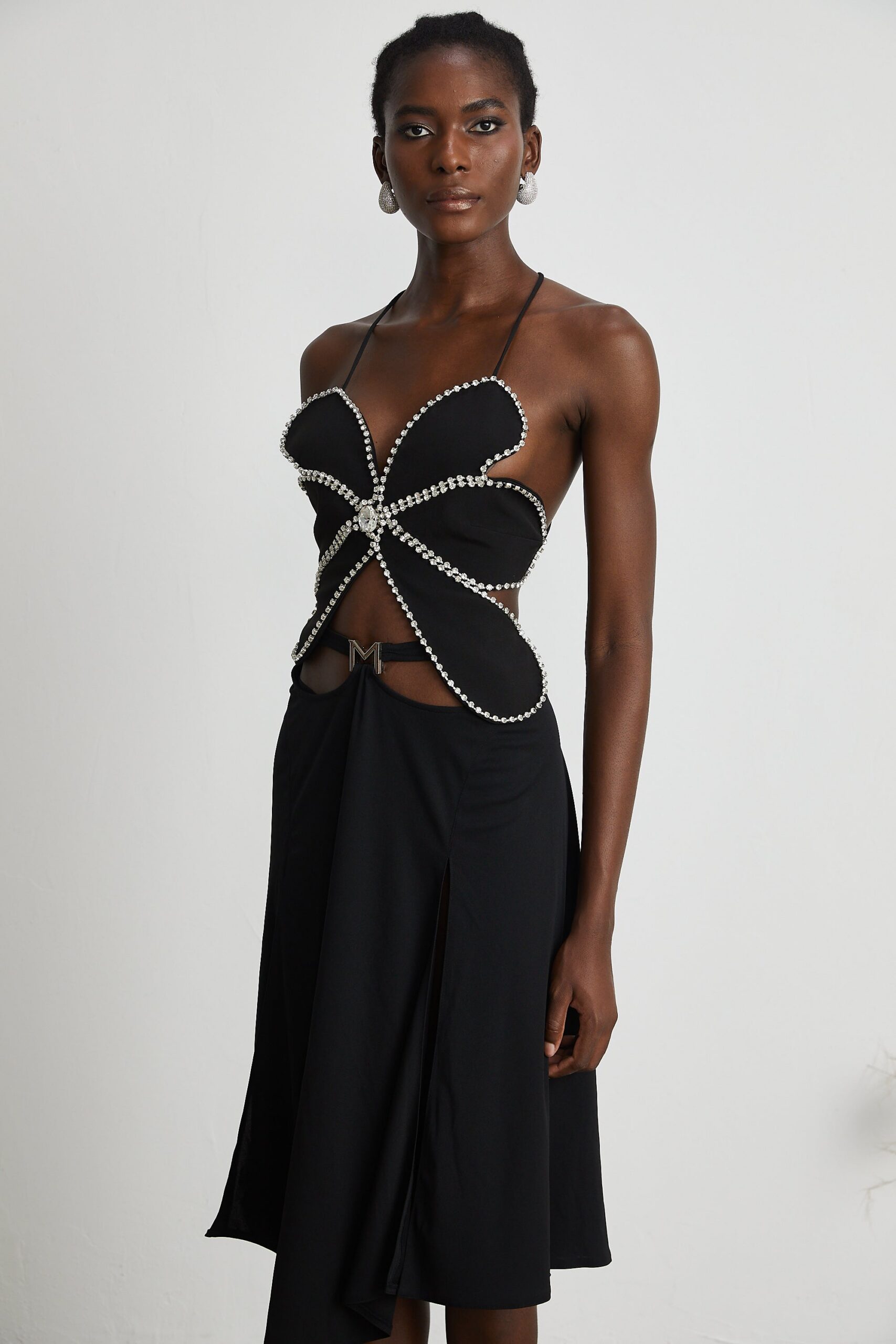 GABRIELLE CRYSTAL TRIM FLORAL TOP FOR EVENTS