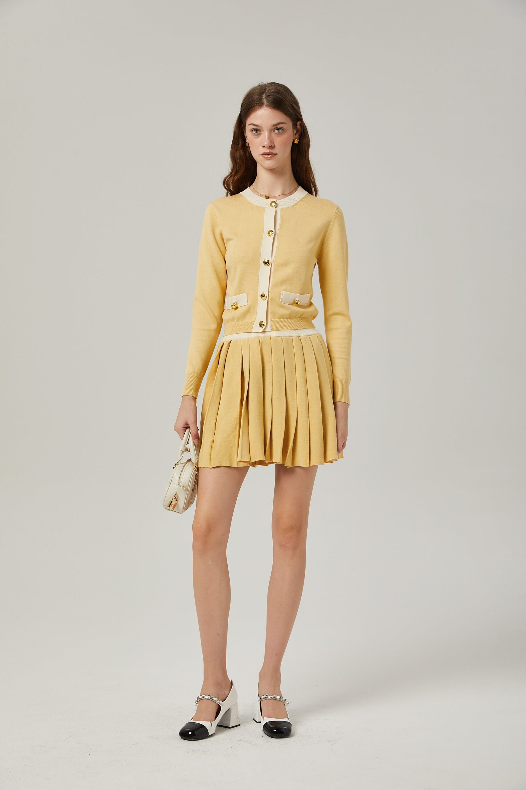 CLÉMENCE WOOL SET: ELEGANT CARDIGAN & MATCHING SKIRT