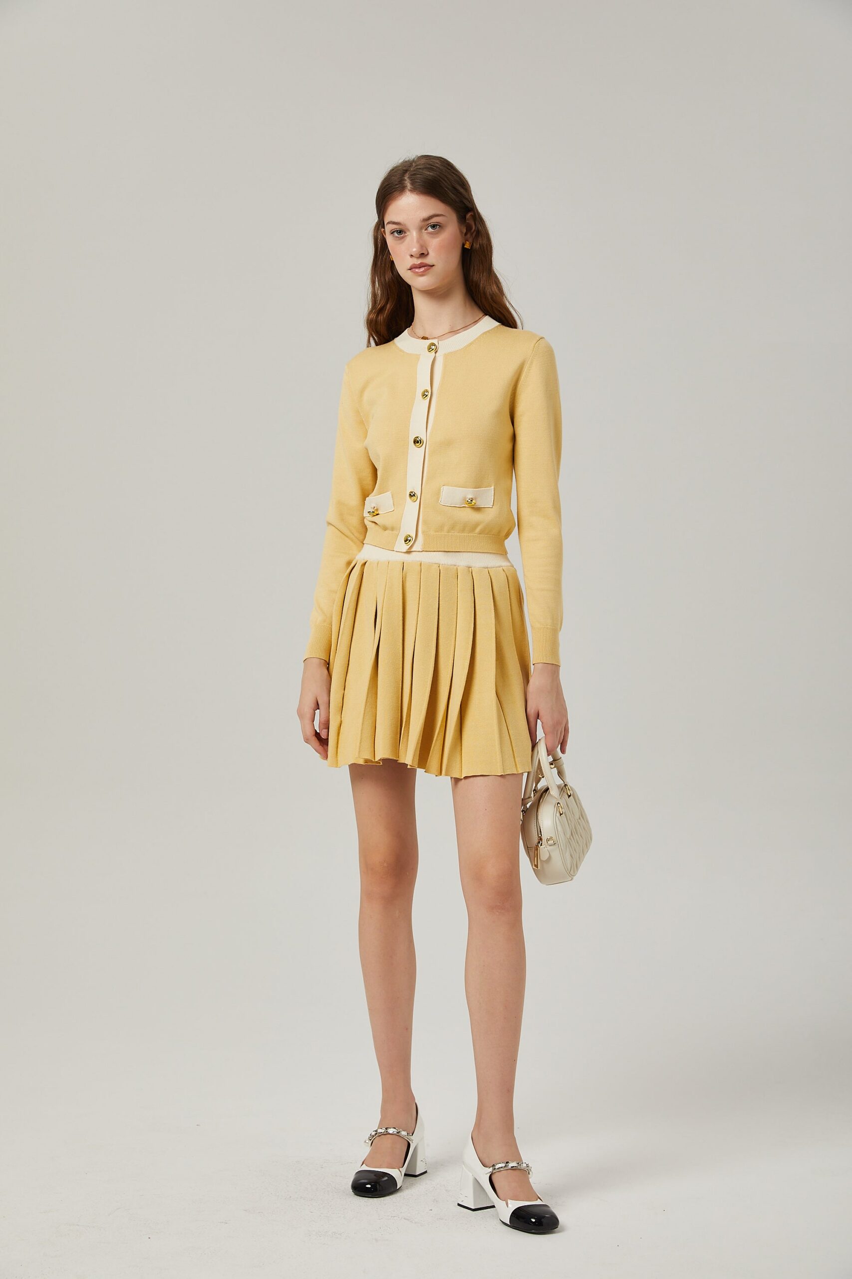 CLÉMENCE WOOL SET: ELEGANT CARDIGAN & MATCHING SKIRT