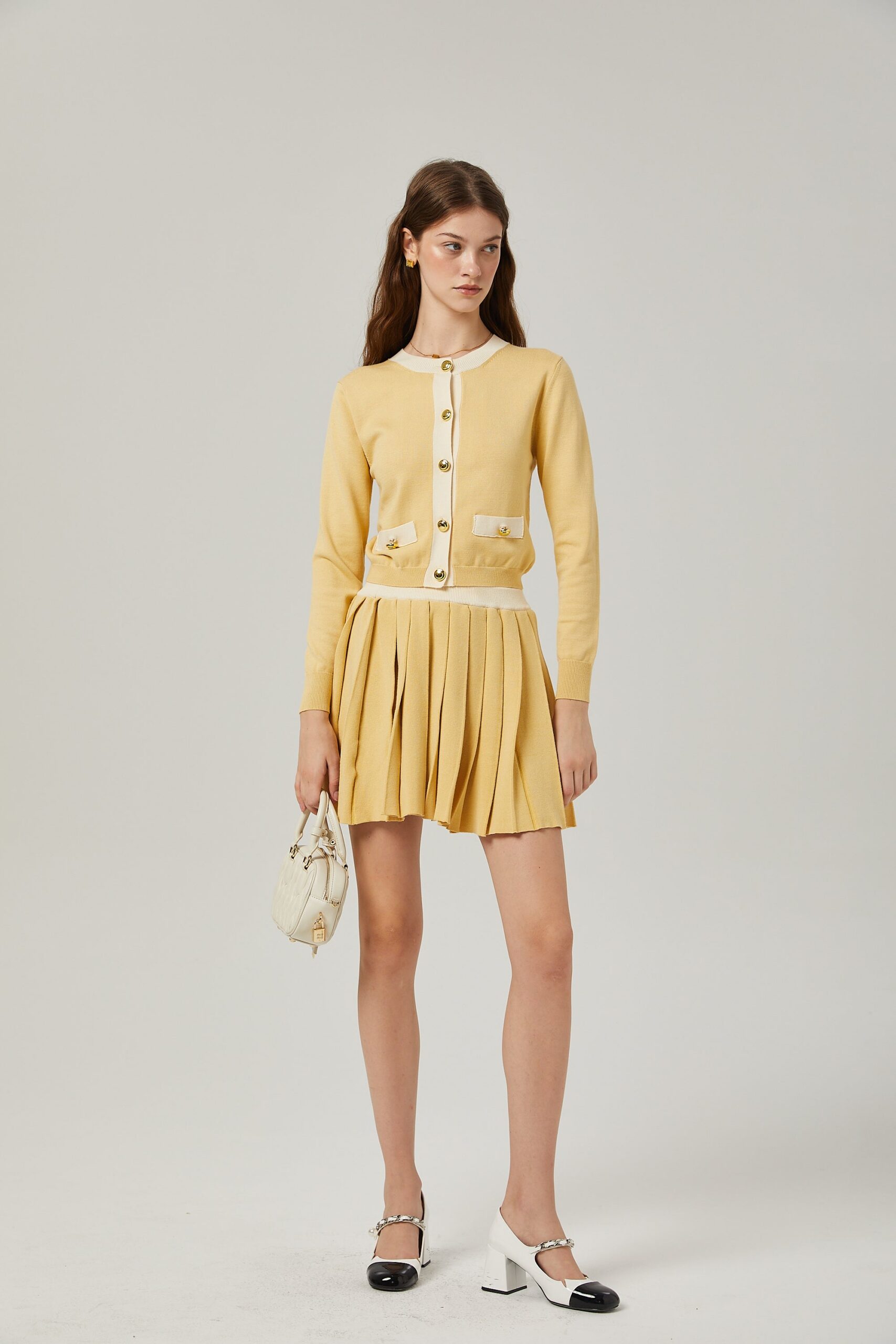 CLÉMENCE WOOL SET: ELEGANT CARDIGAN & MATCHING SKIRT