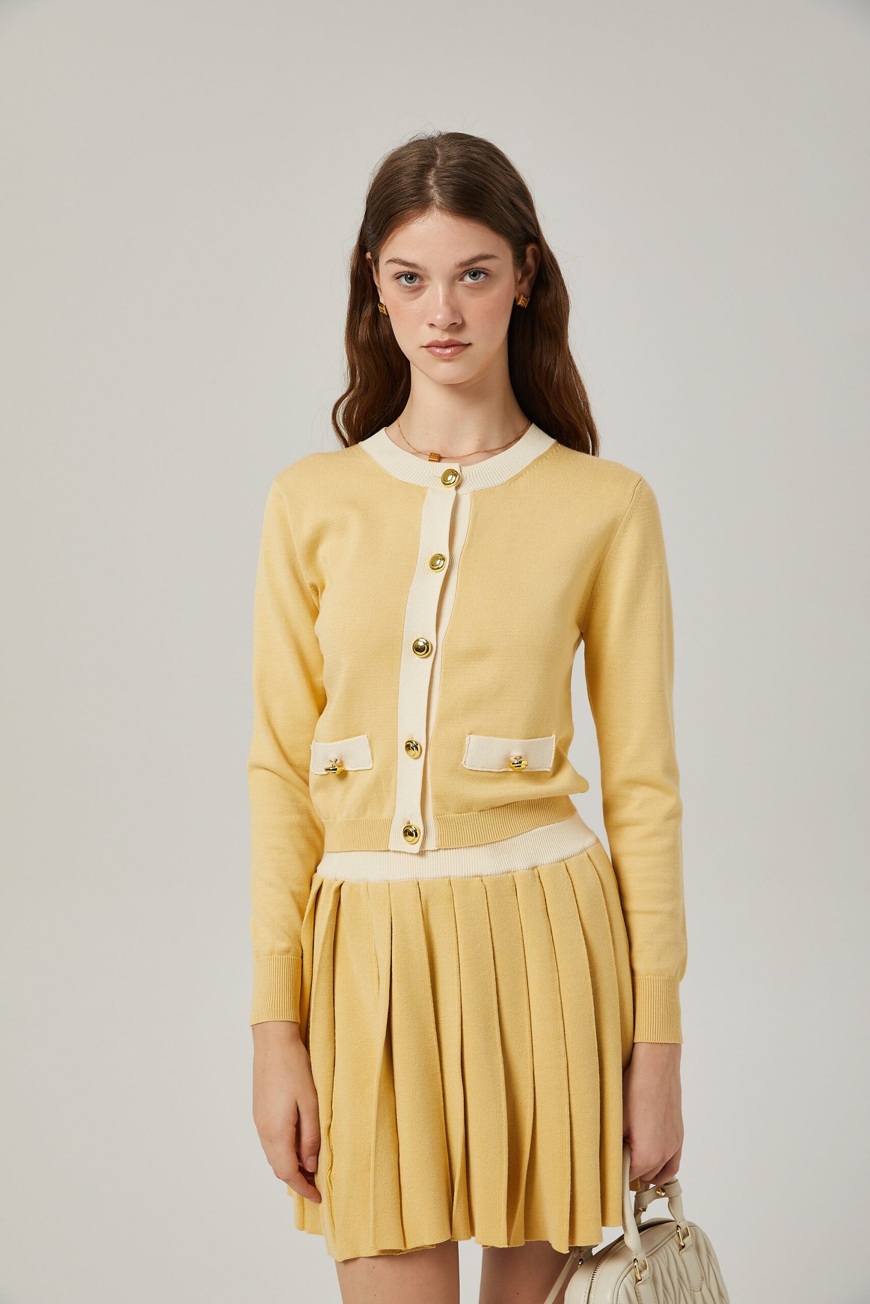 CLÉMENCE WOOL SET: ELEGANT CARDIGAN & MATCHING SKIRT