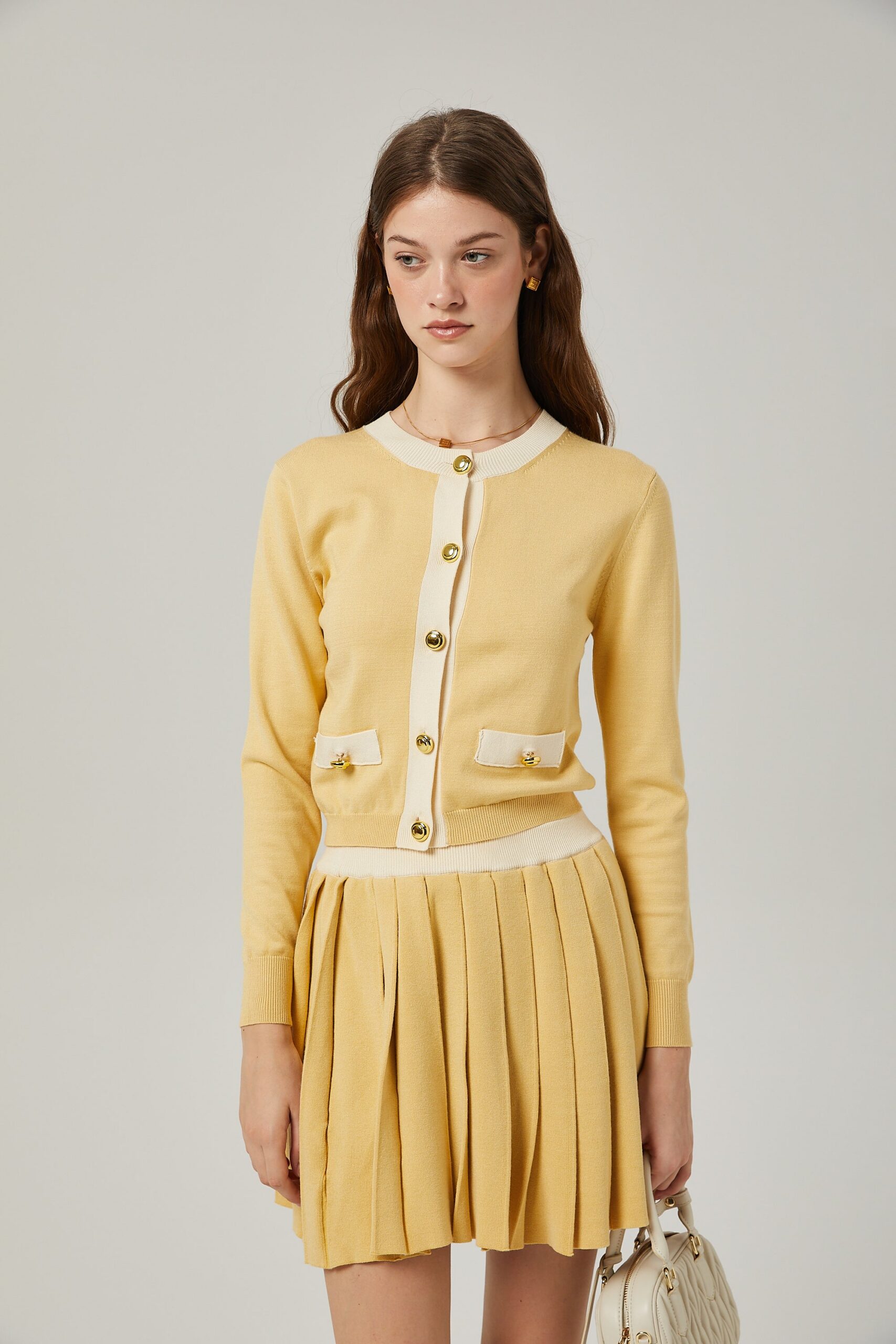 CLÉMENCE WOOL SET: ELEGANT CARDIGAN & MATCHING SKIRT