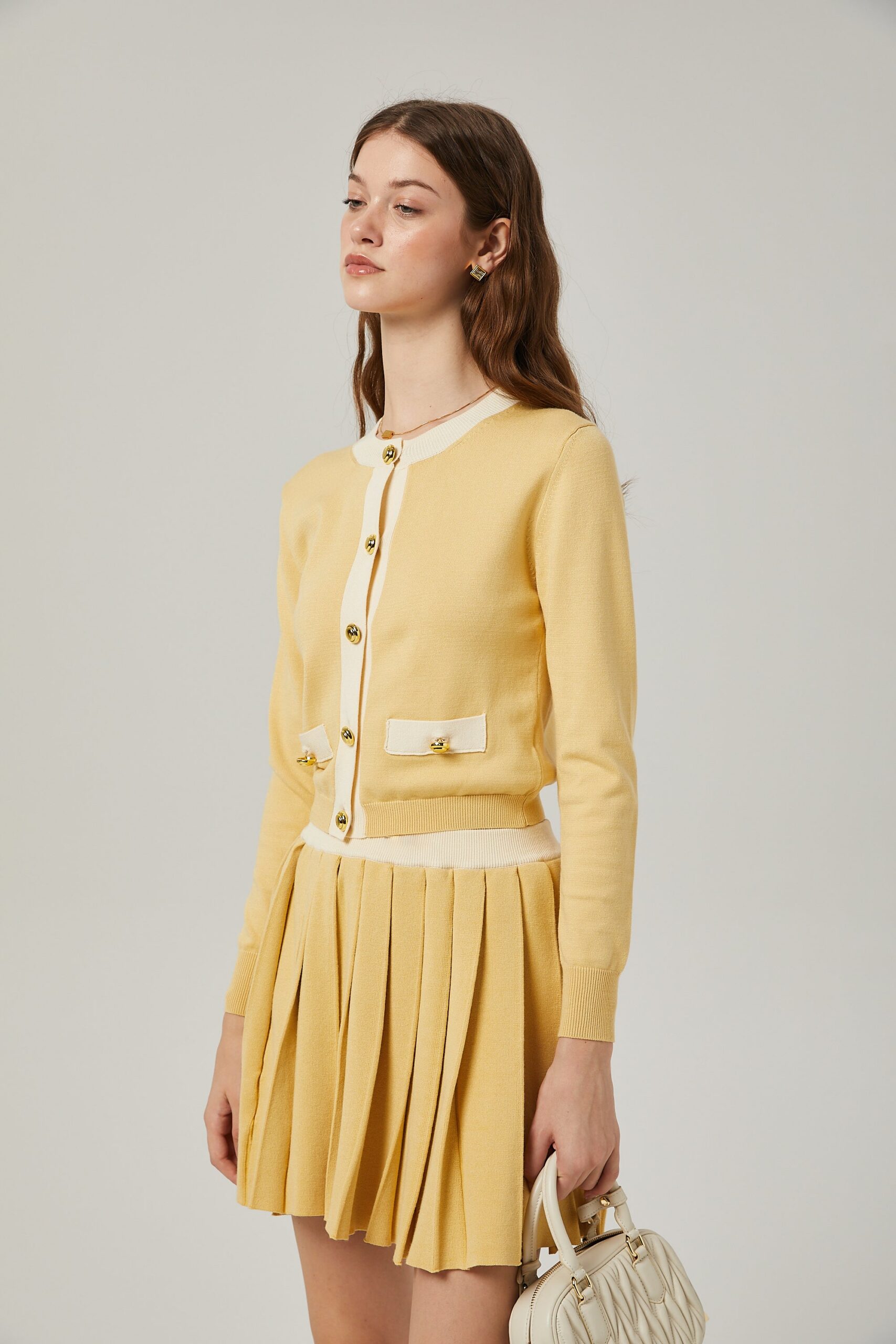 CLÉMENCE WOOL SET: ELEGANT CARDIGAN & MATCHING SKIRT