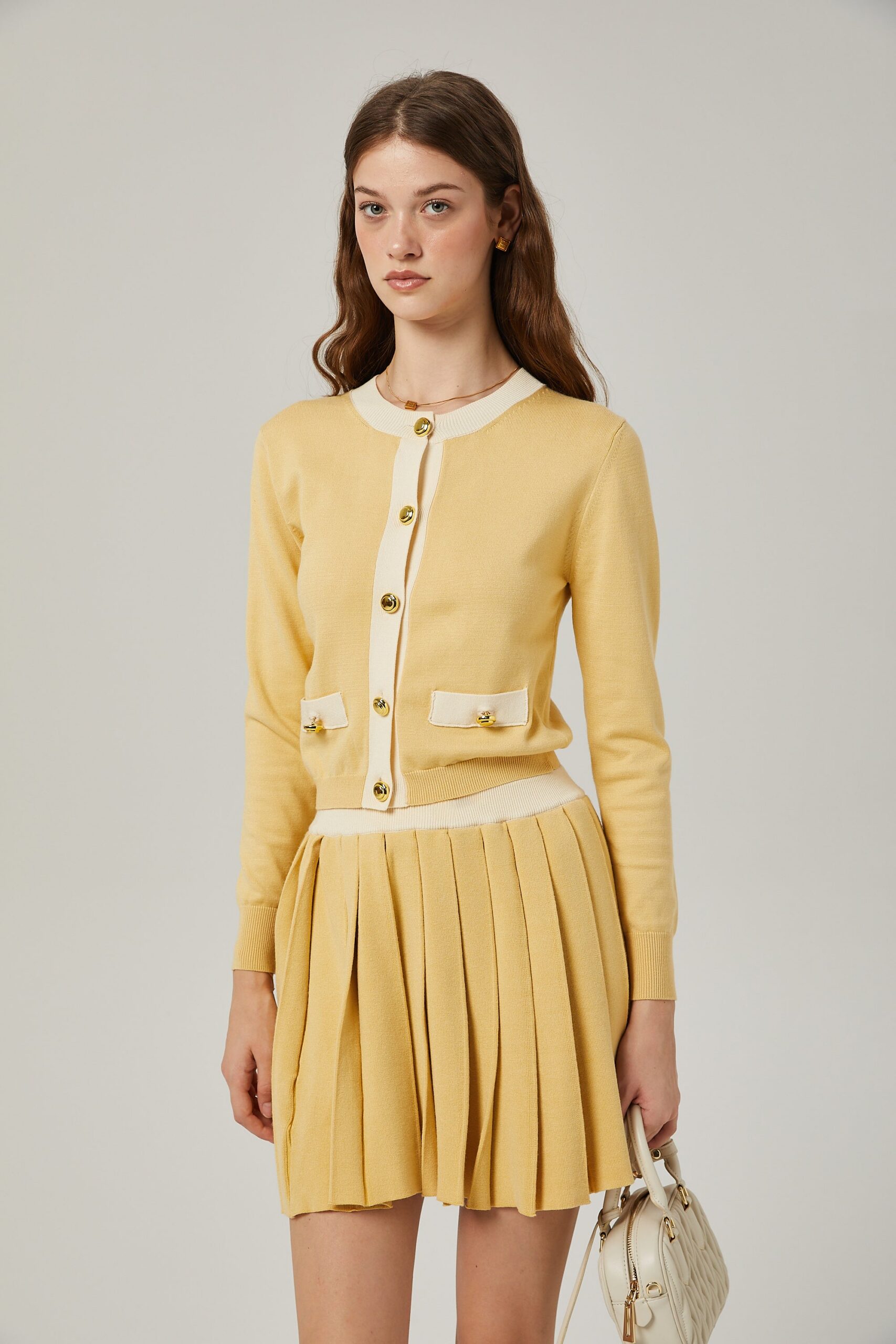CLÉMENCE WOOL SET: ELEGANT CARDIGAN & MATCHING SKIRT