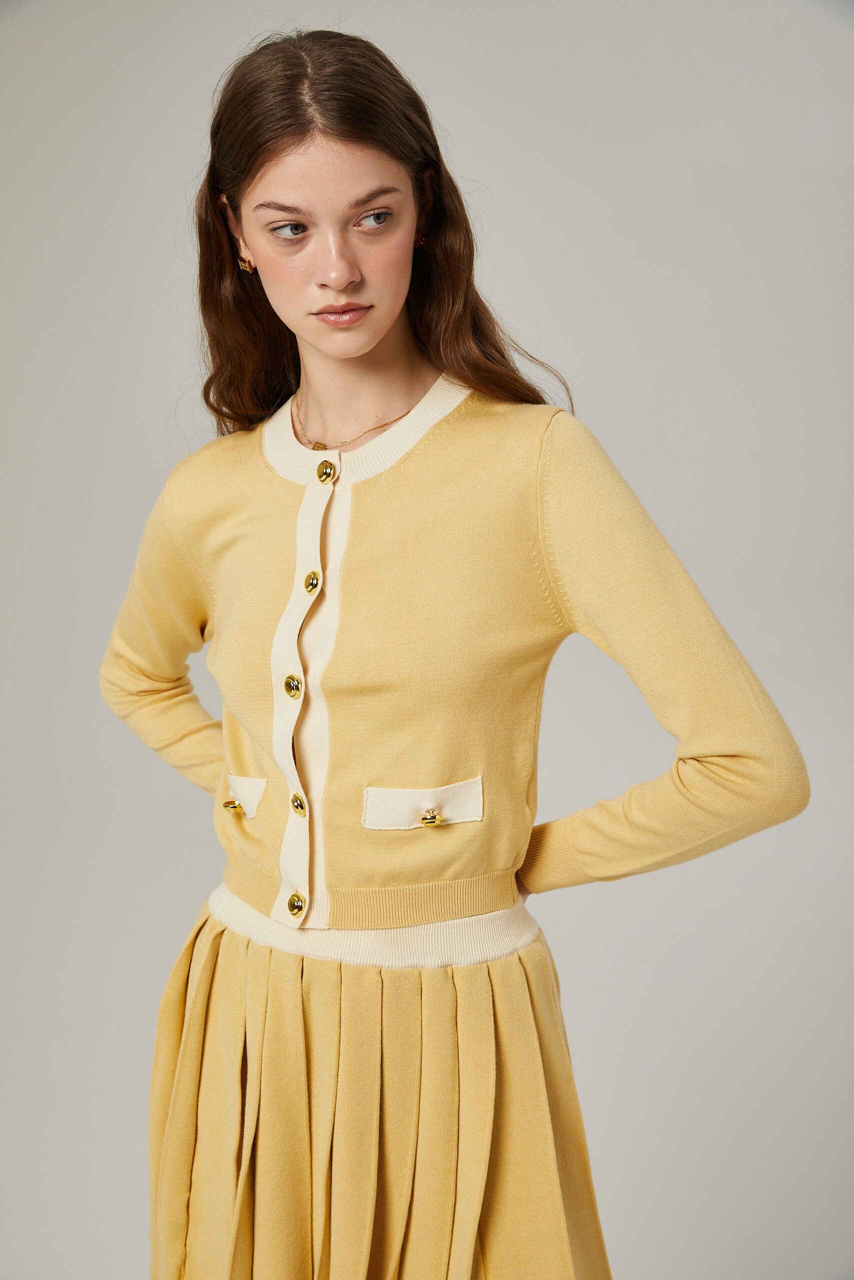 CLÉMENCE WOOL SET: ELEGANT CARDIGAN & MATCHING SKIRT