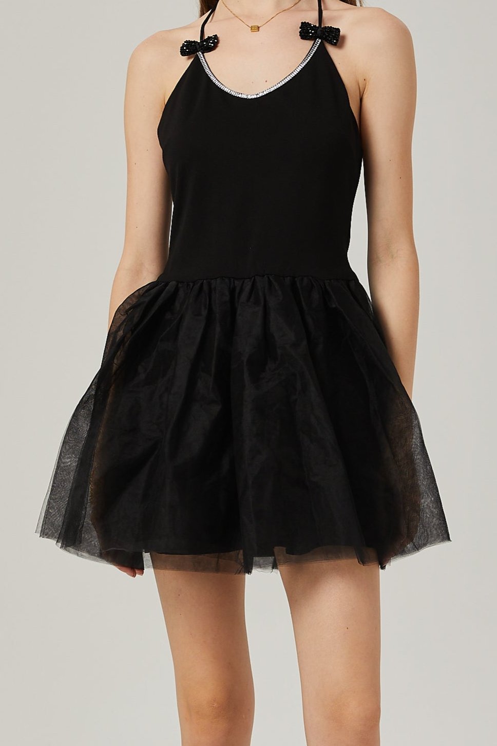 JULIETTE TULLE BOW MINI DRESS FOR PARTY