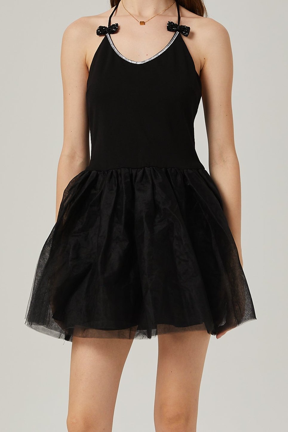JULIETTE TULLE BOW MINI DRESS FOR PARTY