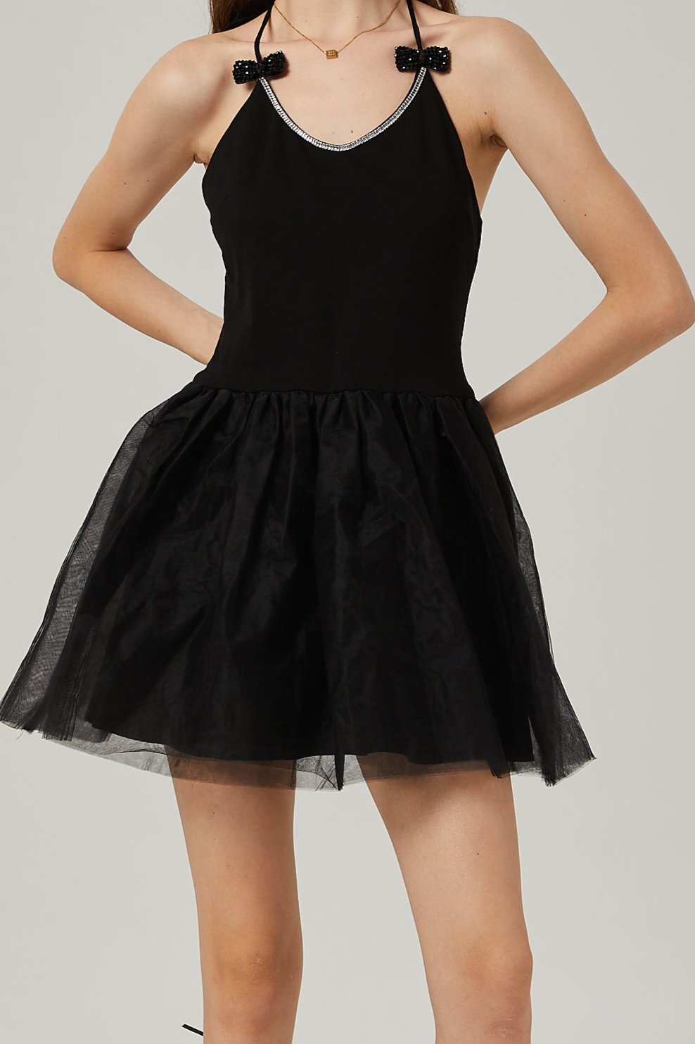 JULIETTE TULLE BOW MINI DRESS FOR PARTY