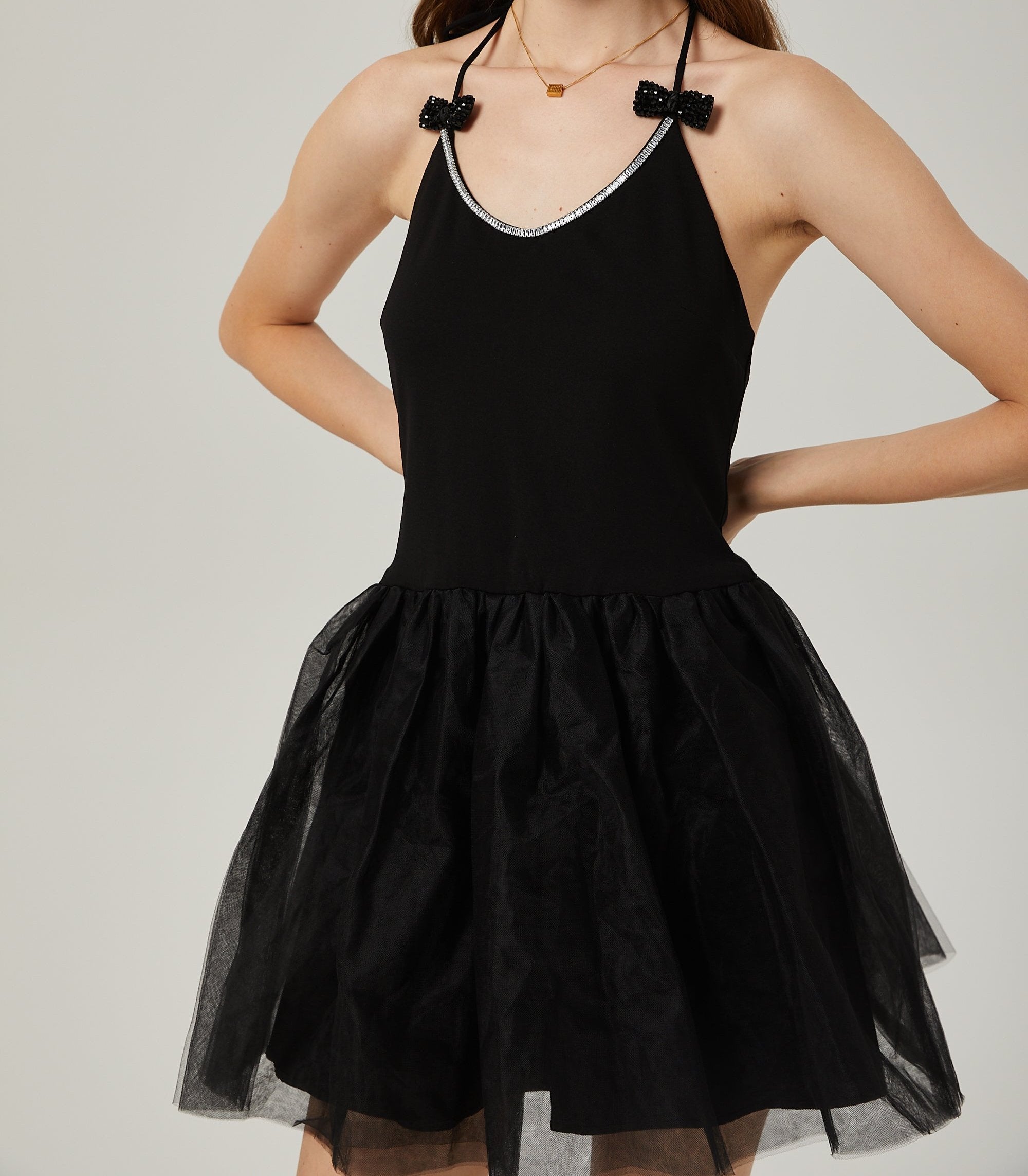 JULIETTE TULLE BOW MINI DRESS FOR PARTY