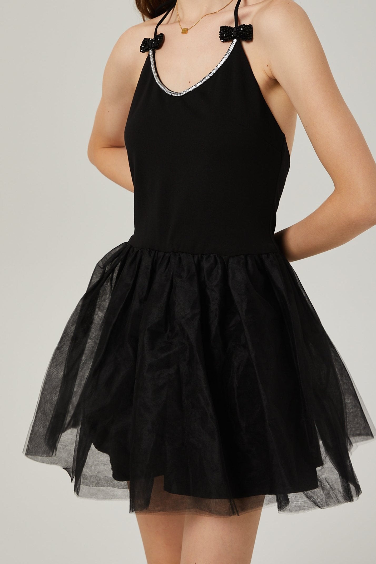 JULIETTE TULLE BOW MINI DRESS FOR PARTY