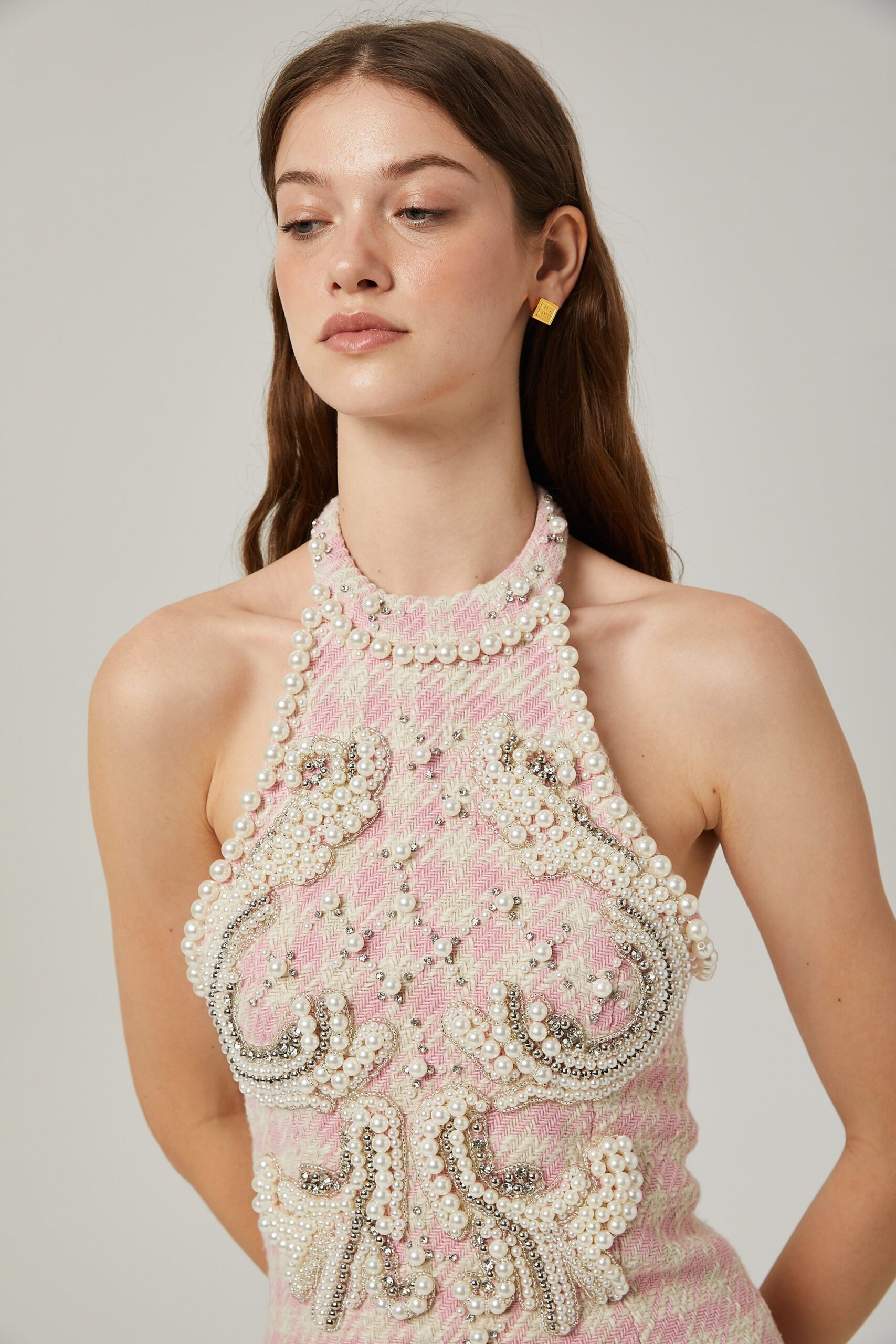 PEARL-EMBELLISHED MINI DRESS FOR COCKTAIL PARTY