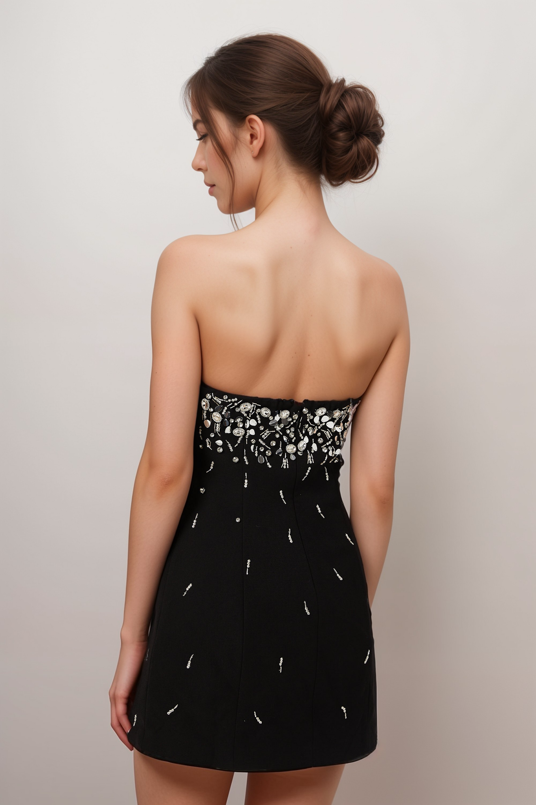 NOYA STRAPLESS EMBELLISHED MINI PARTY DRESS
