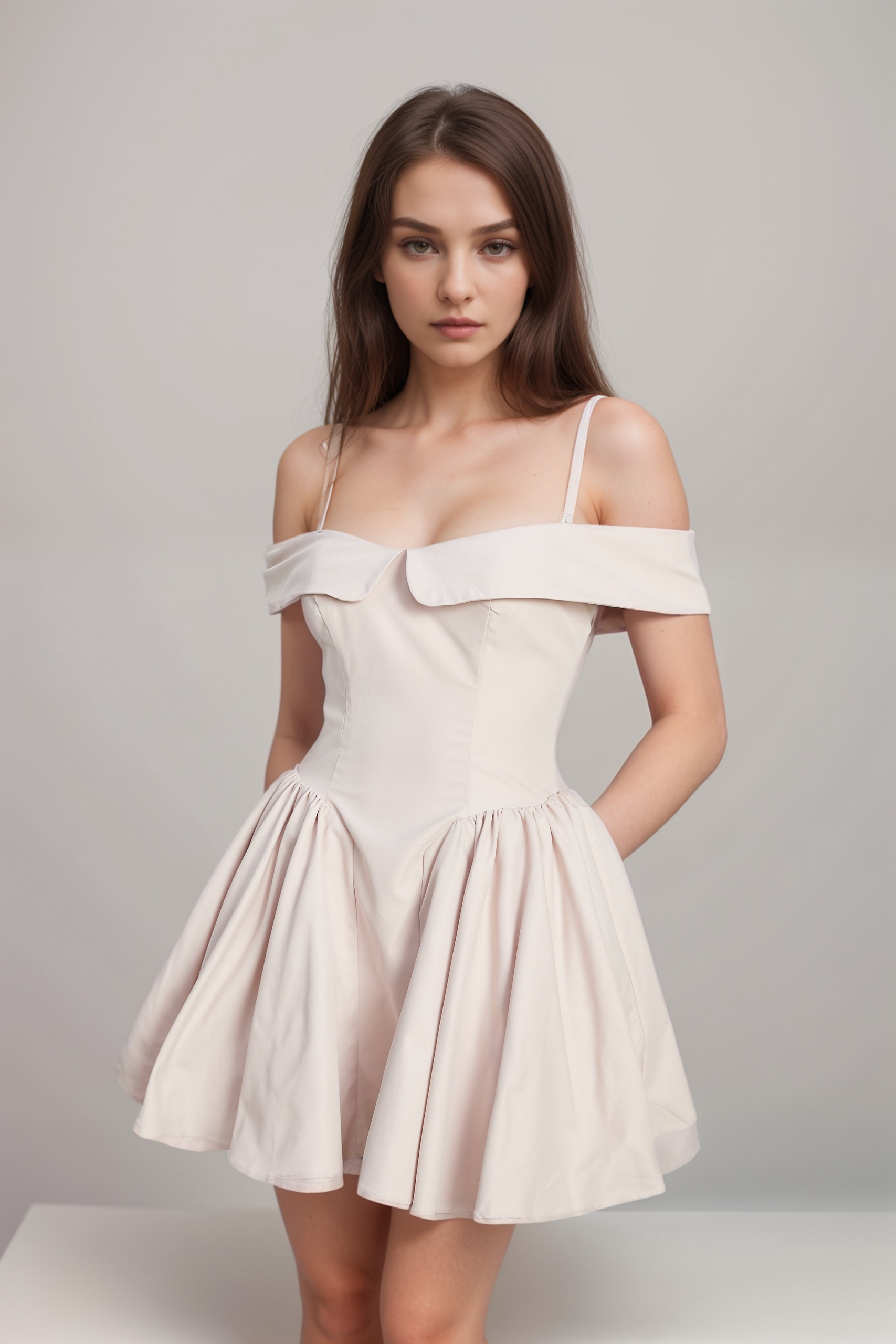 HIGH-WAIST PLEATED MINI DRESS FOR COCKTAIL PARTY