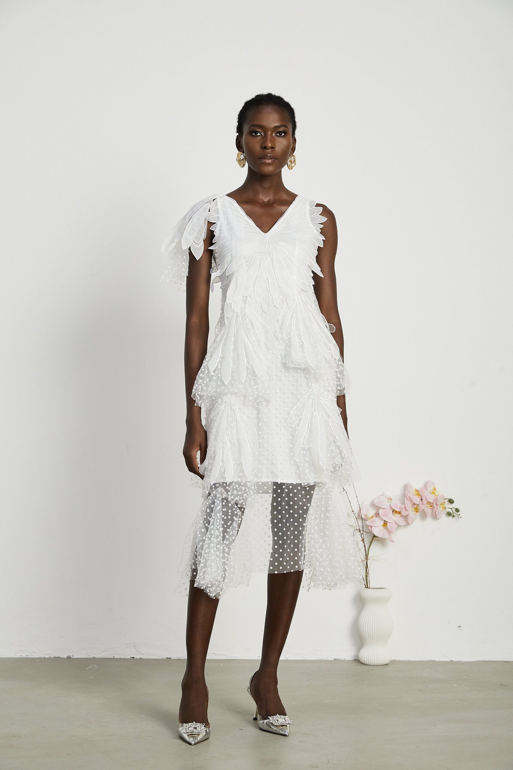 SOLÈNE FEATHER MIDI DRESS FOR EVENTS