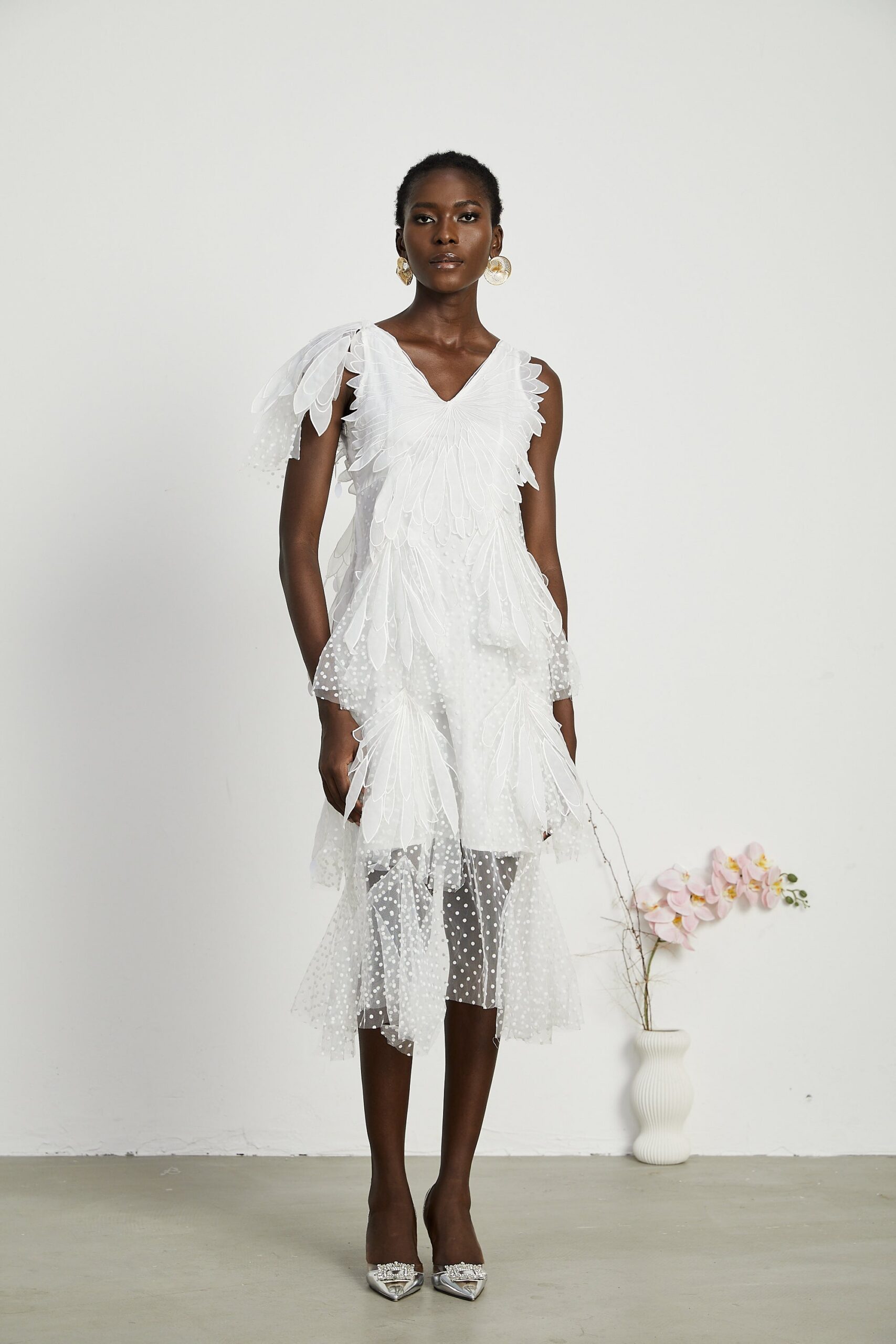 SOLÈNE FEATHER MIDI DRESS FOR EVENTS