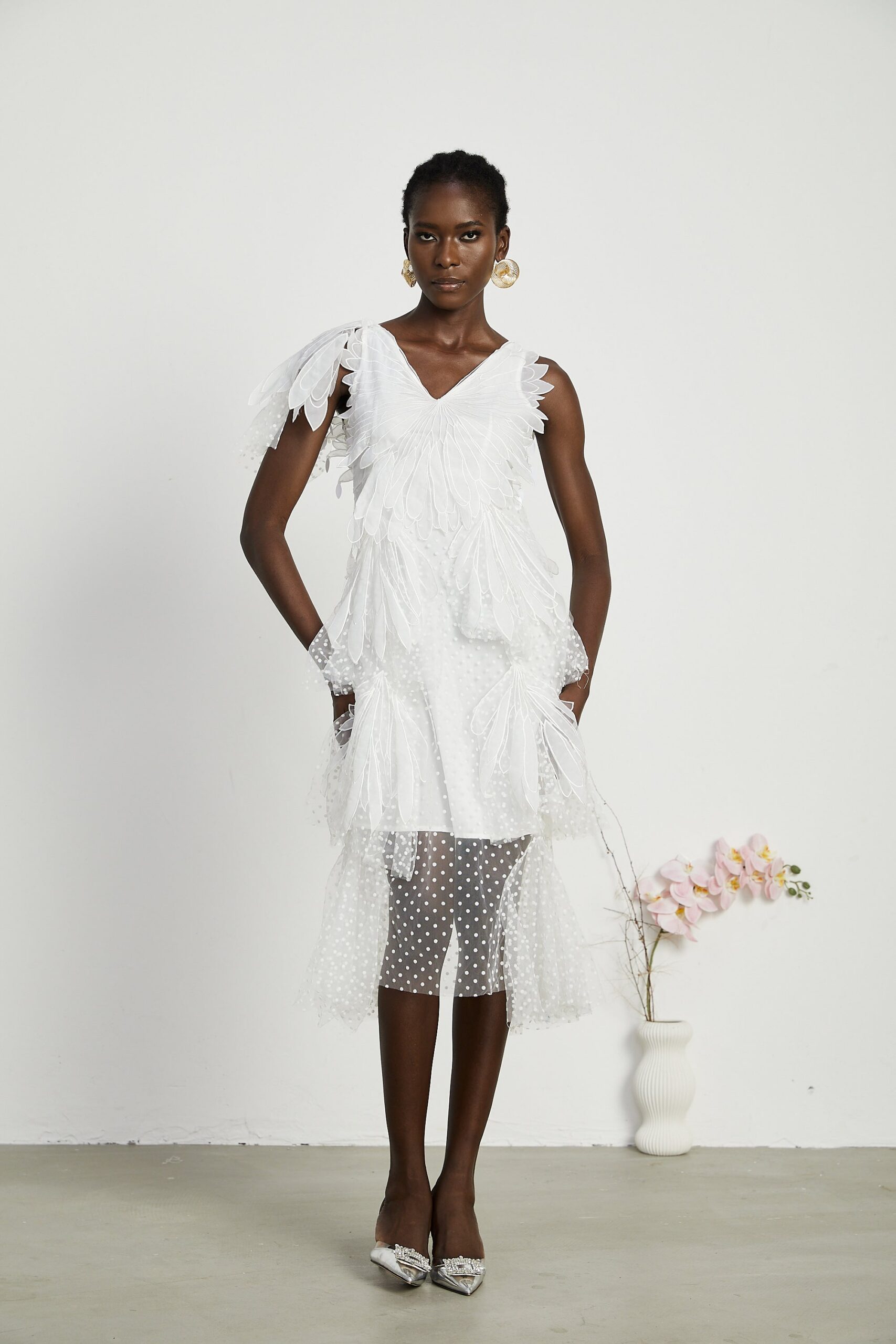 SOLÈNE FEATHER MIDI DRESS FOR EVENTS