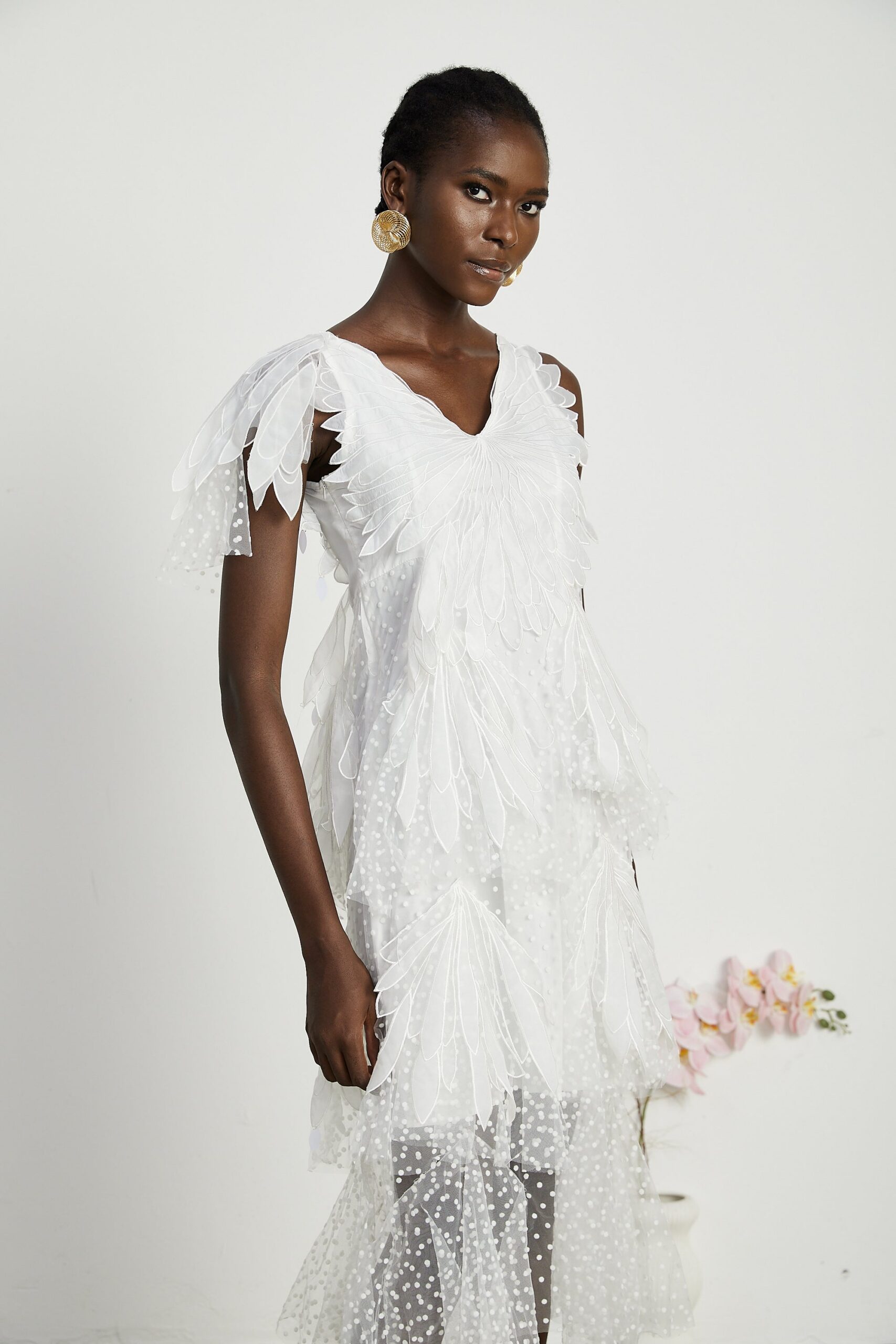 SOLÈNE FEATHER MIDI DRESS FOR EVENTS