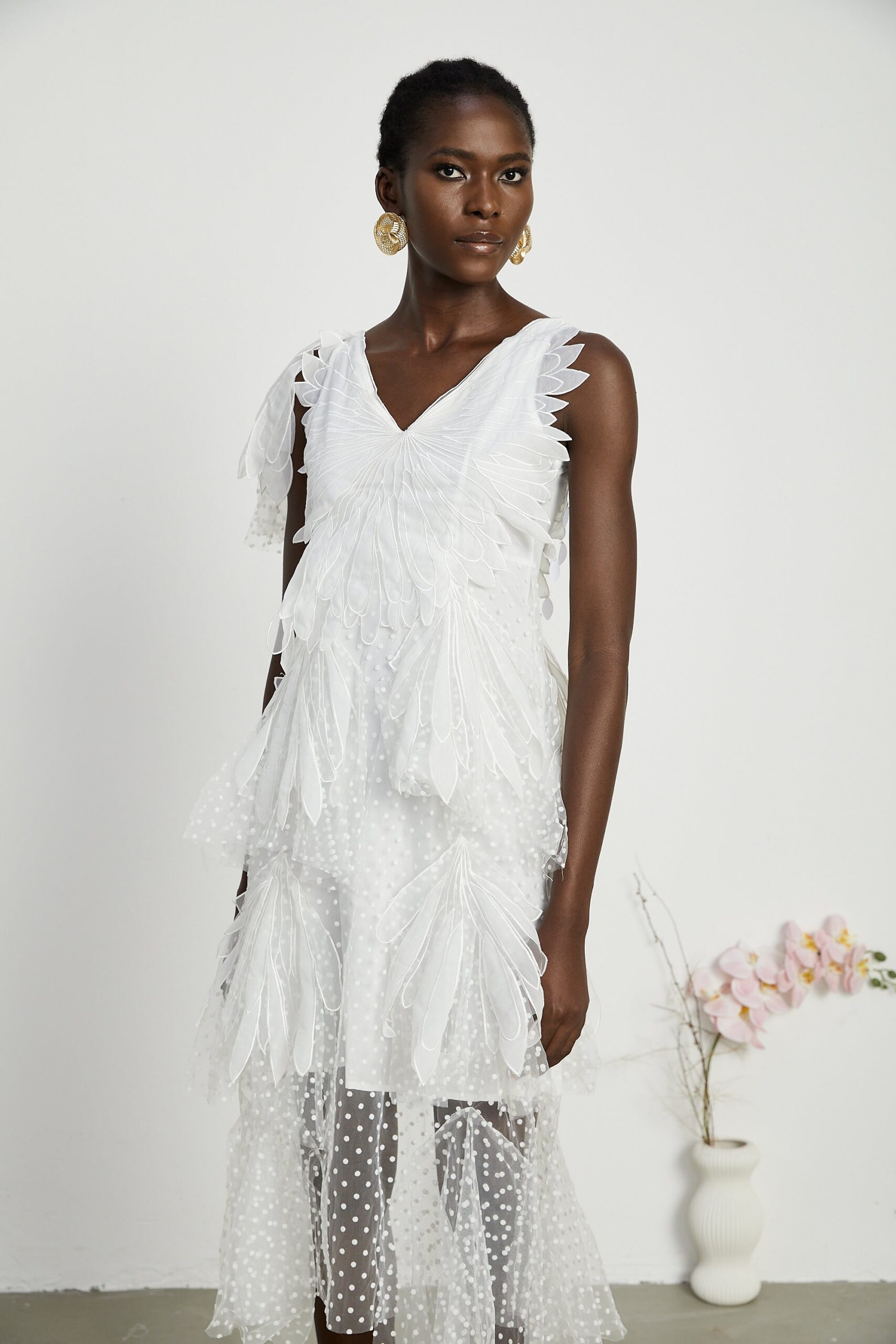 SOLÈNE FEATHER MIDI DRESS FOR EVENTS