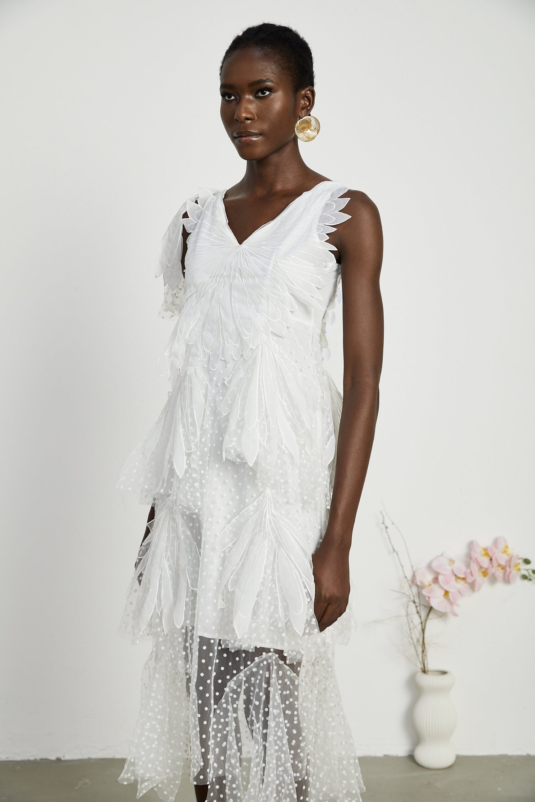SOLÈNE FEATHER MIDI DRESS FOR EVENTS