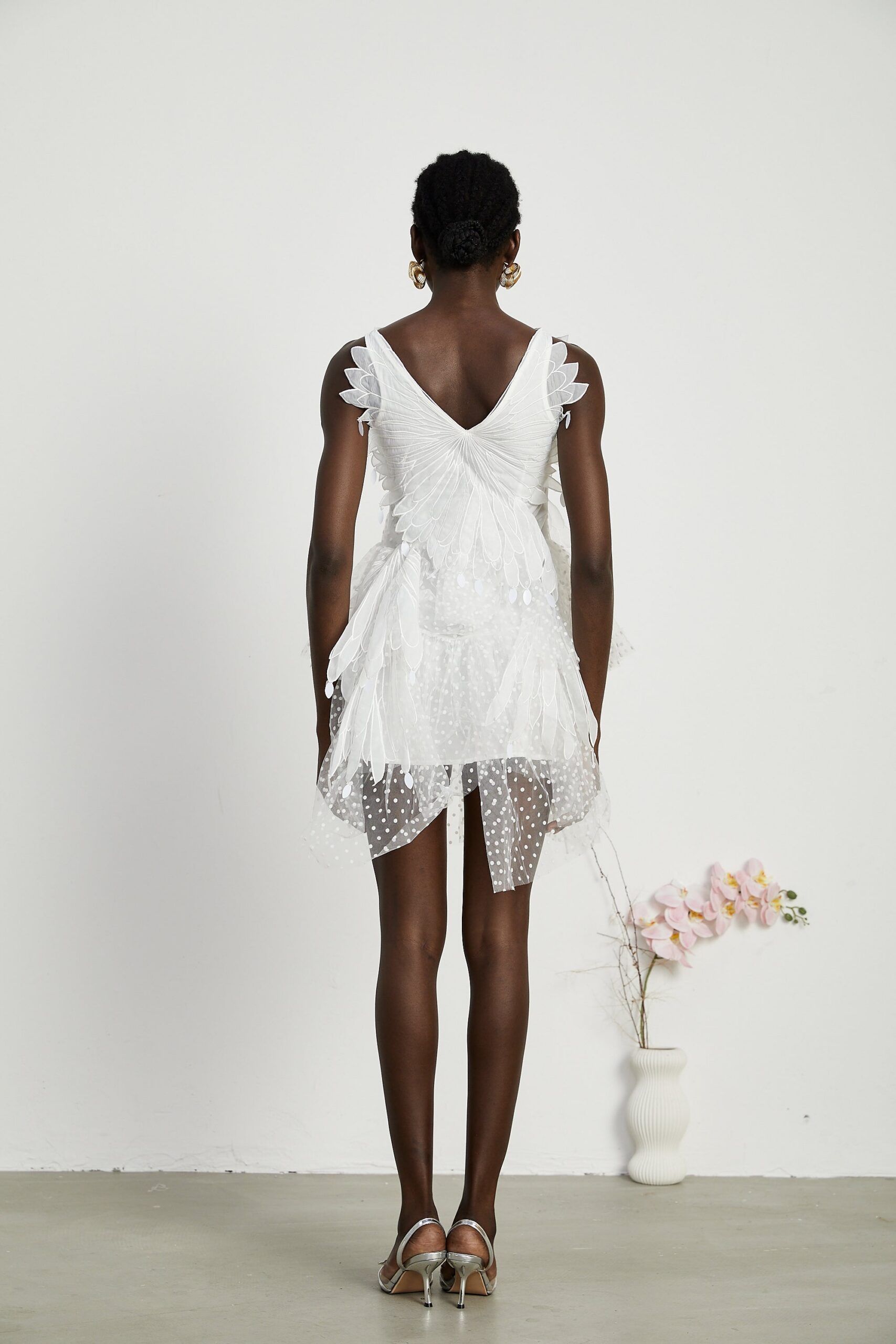 FRANÇOISE FEATHER MINI DRESS FOR EVENING PARTY