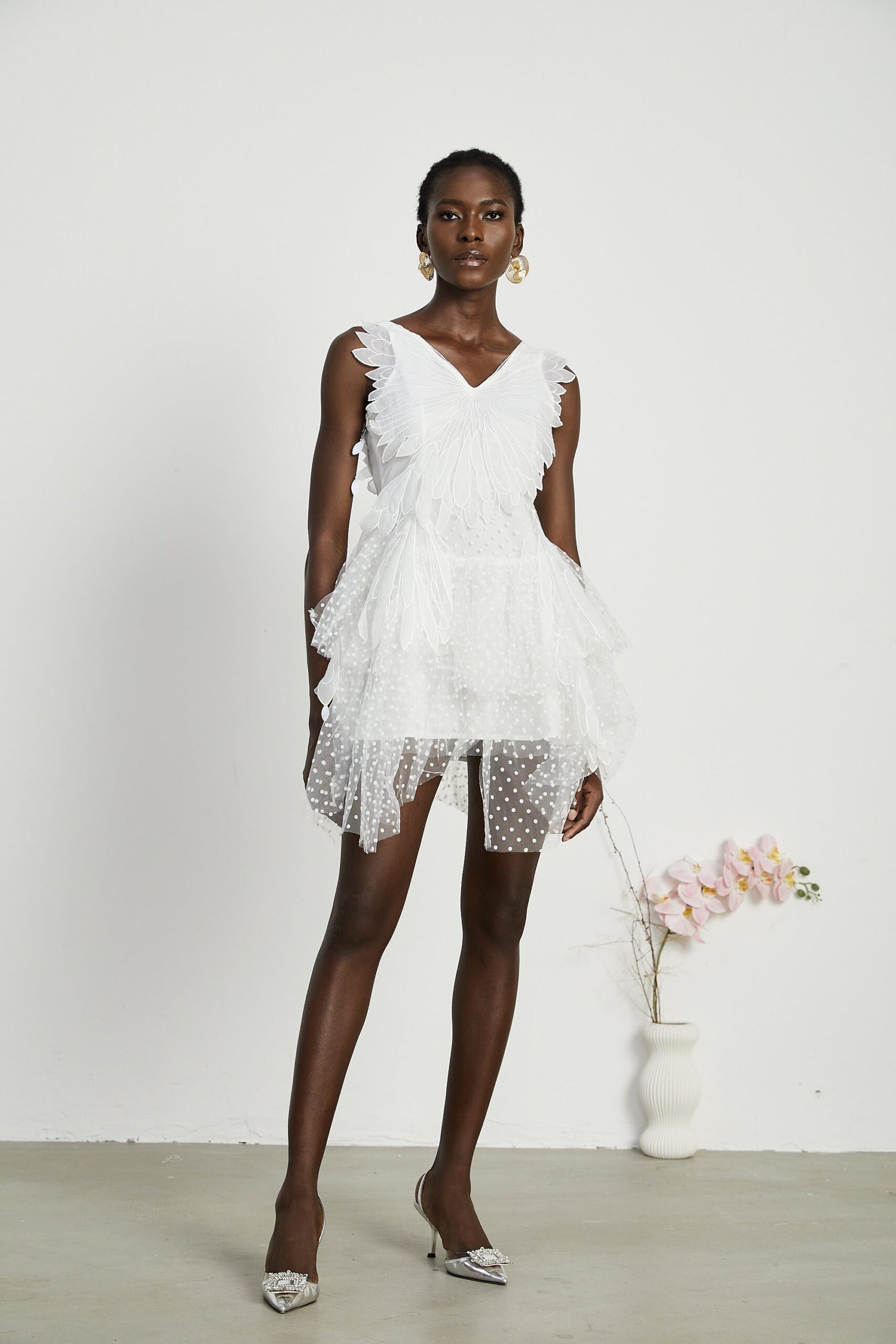 FRANÇOISE FEATHER MINI DRESS FOR EVENING PARTY