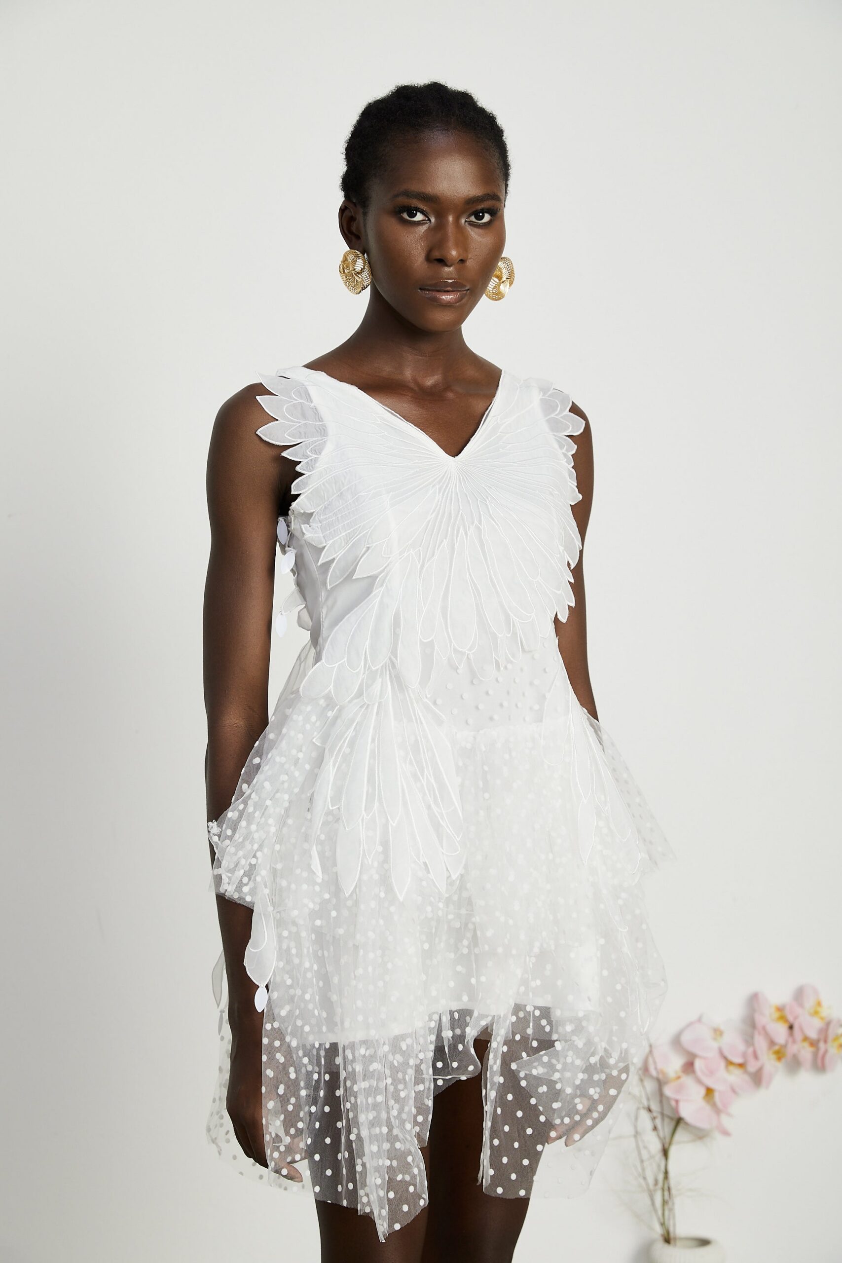 FRANÇOISE FEATHER MINI DRESS FOR EVENING PARTY