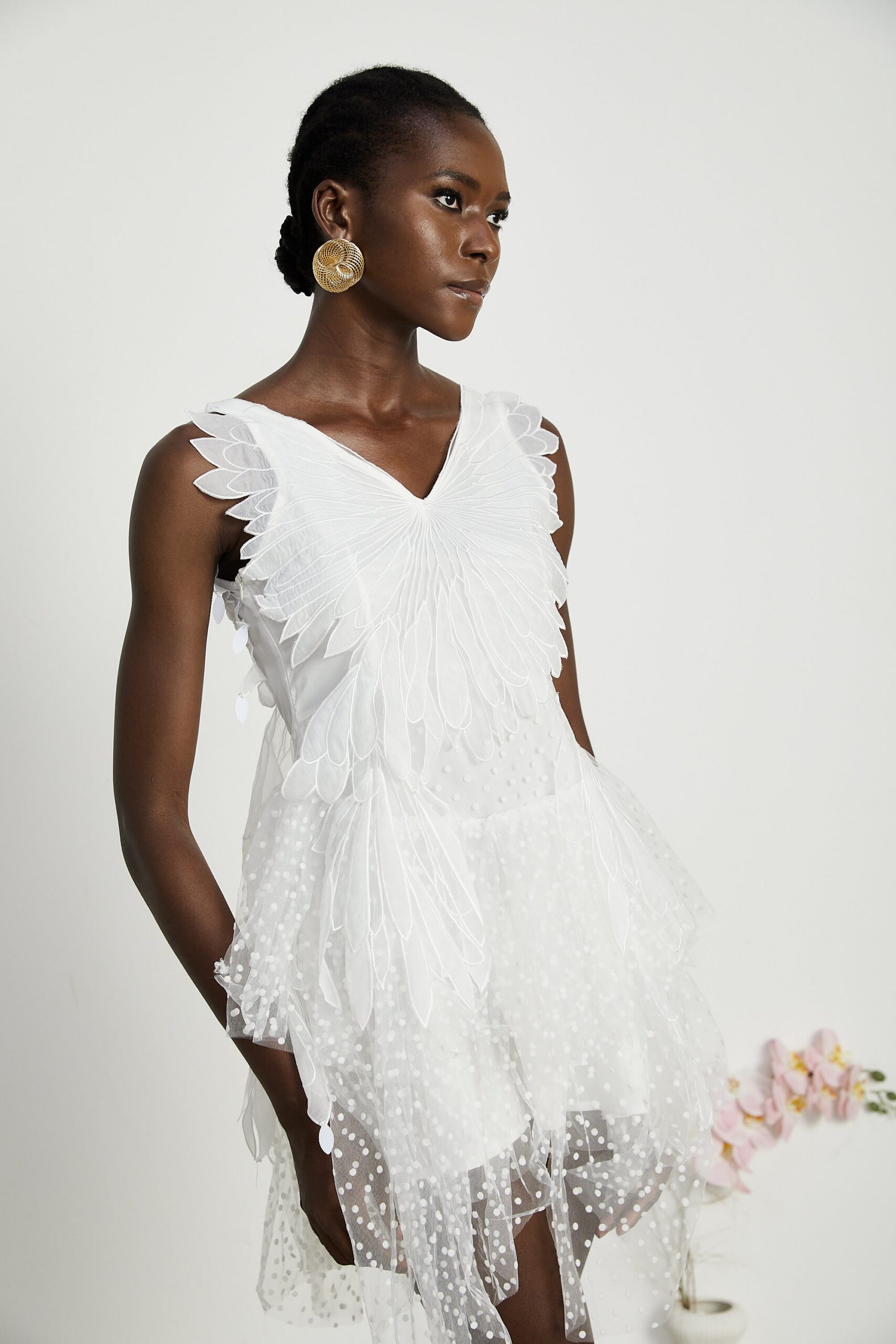 FRANÇOISE FEATHER MINI DRESS FOR EVENING PARTY