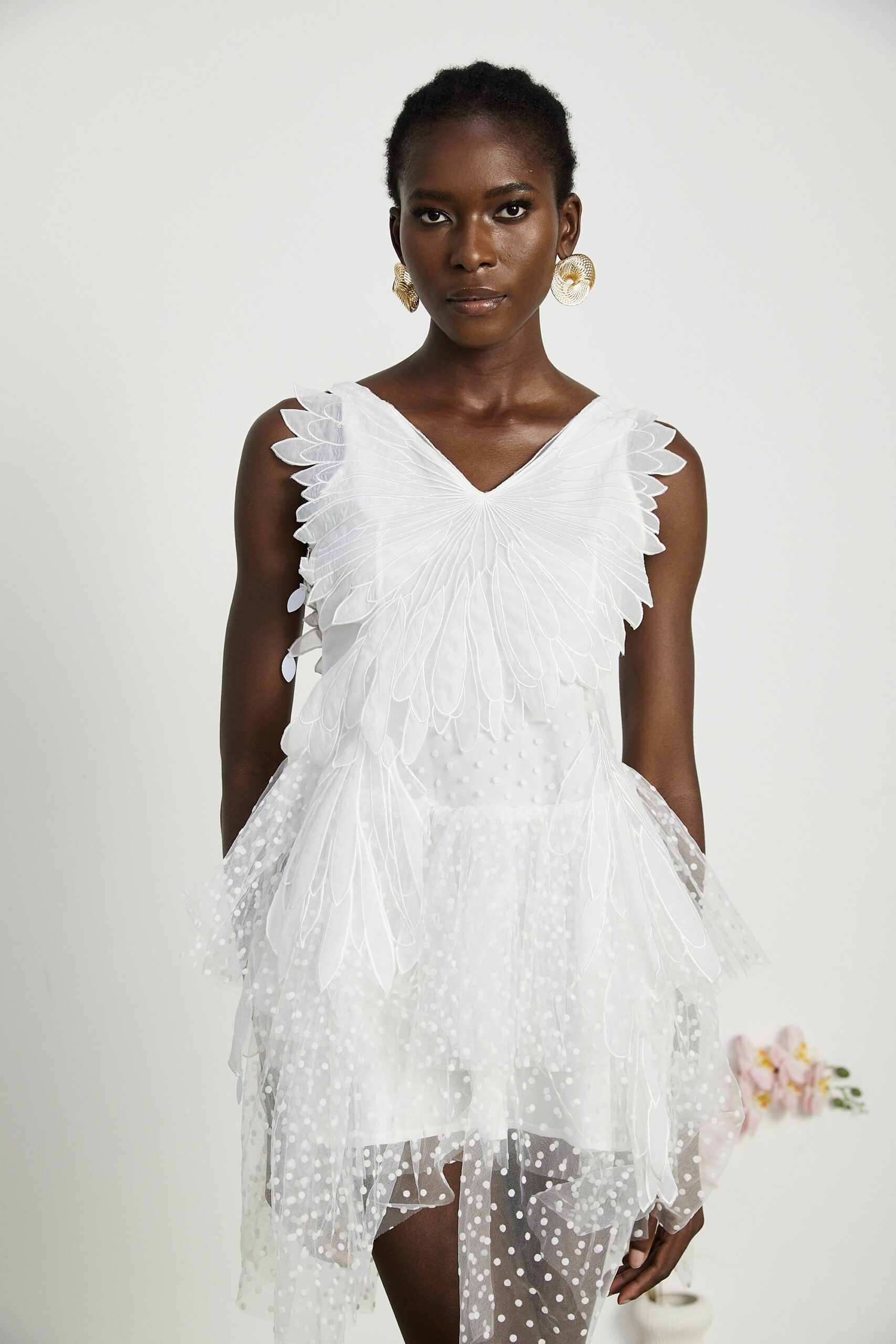 FRANÇOISE FEATHER MINI DRESS FOR EVENING PARTY