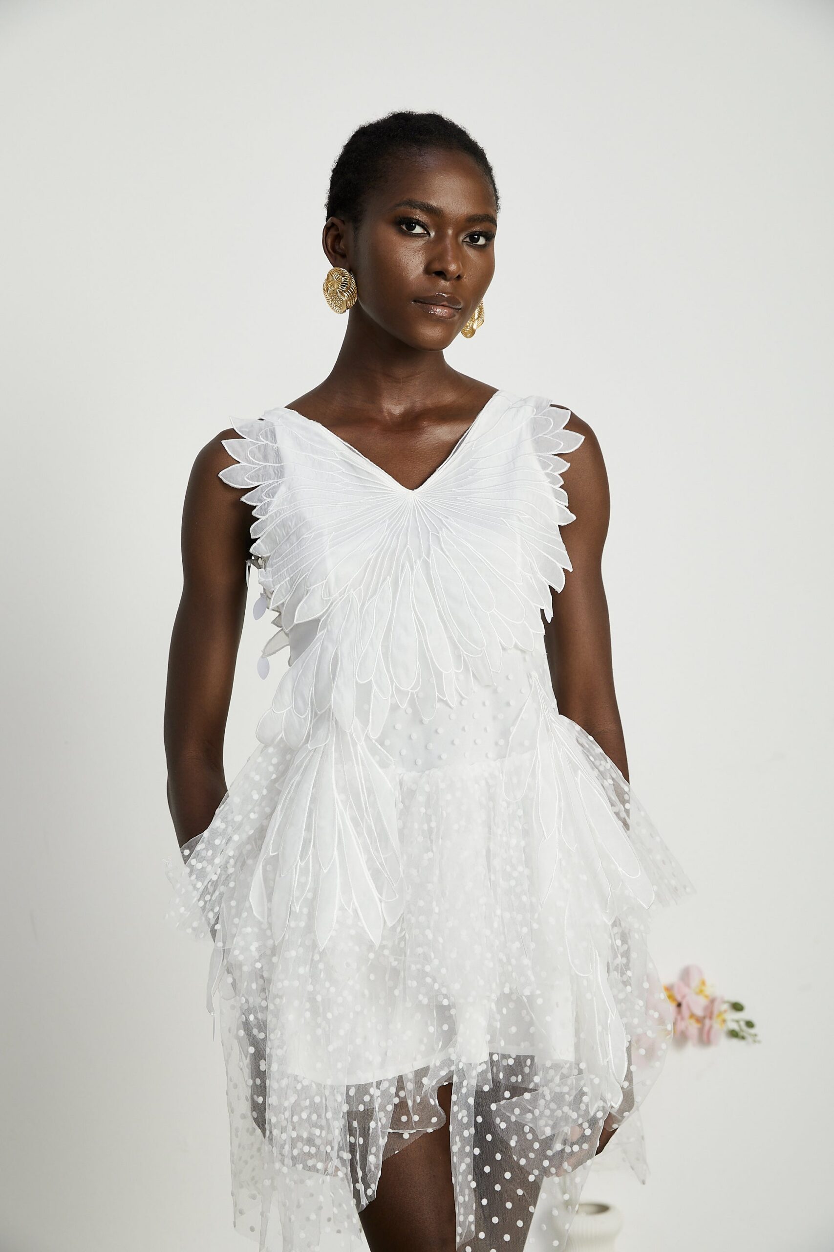 FRANÇOISE FEATHER MINI DRESS FOR EVENING PARTY