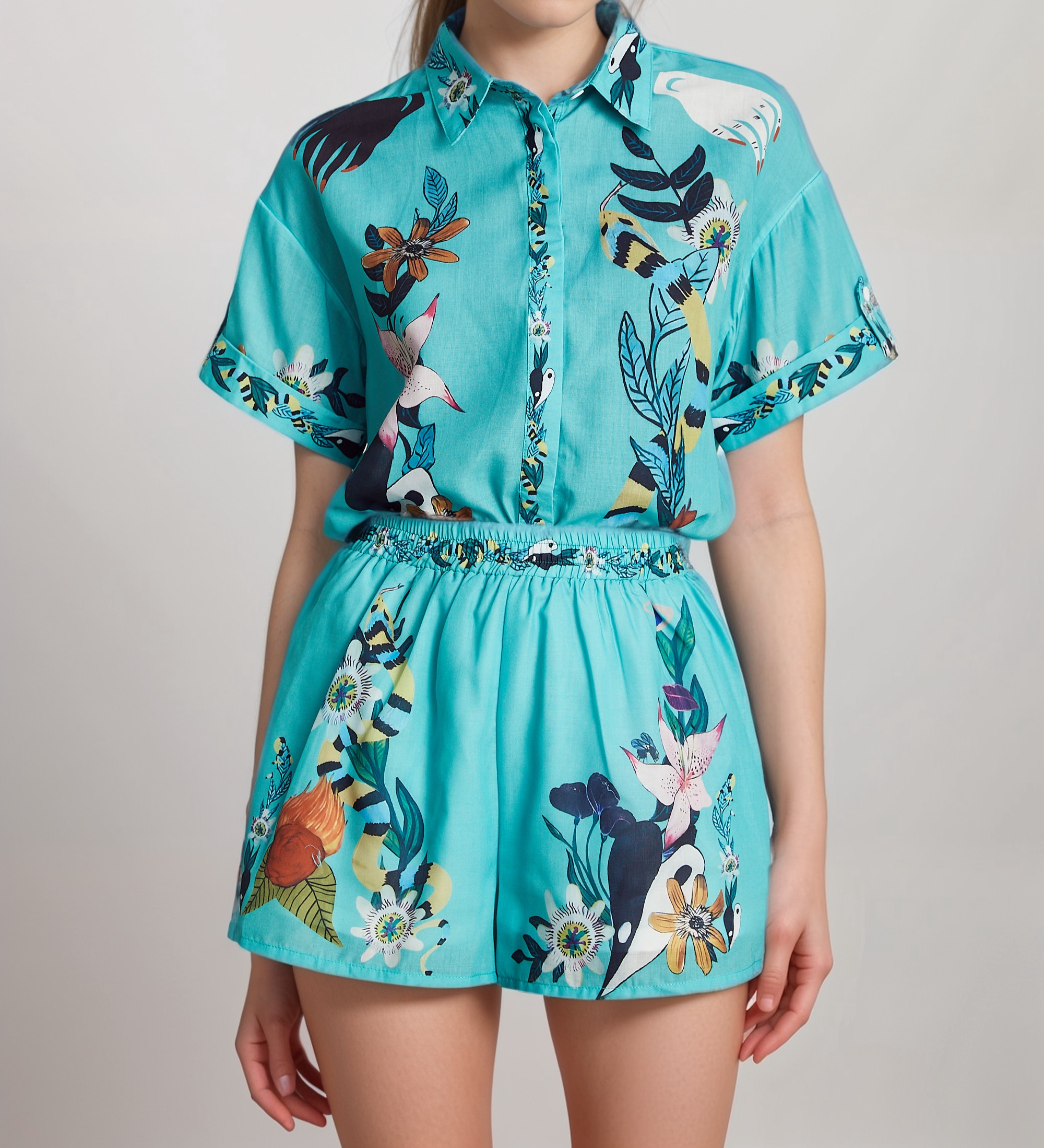 VICTORE FLORAL MATCHING SET SHIRT SHORTS