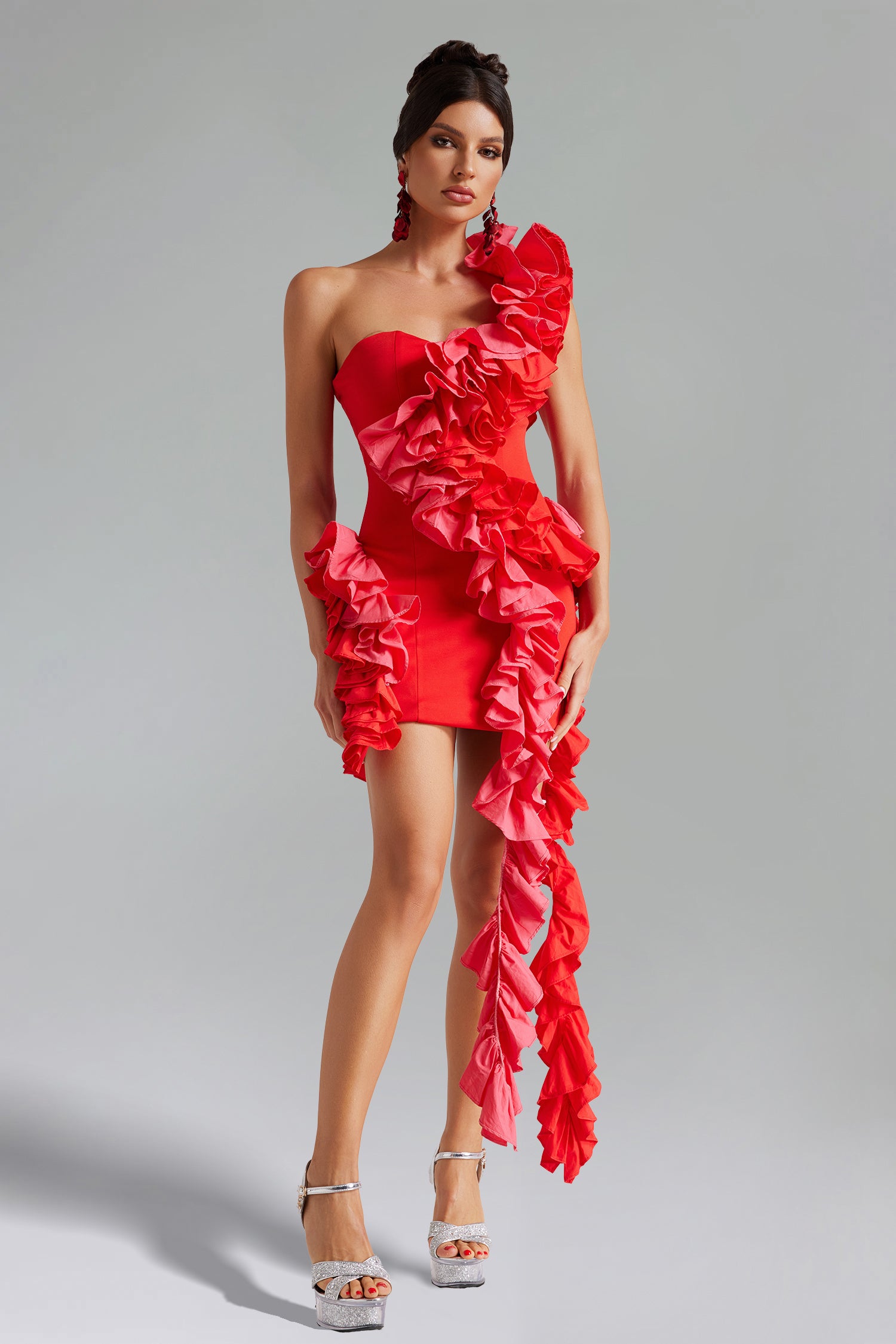 2024-07-30-Olga11278 SELMA ONE-SHOULDER RUFFLED MINI DRESS FOR PARTIES