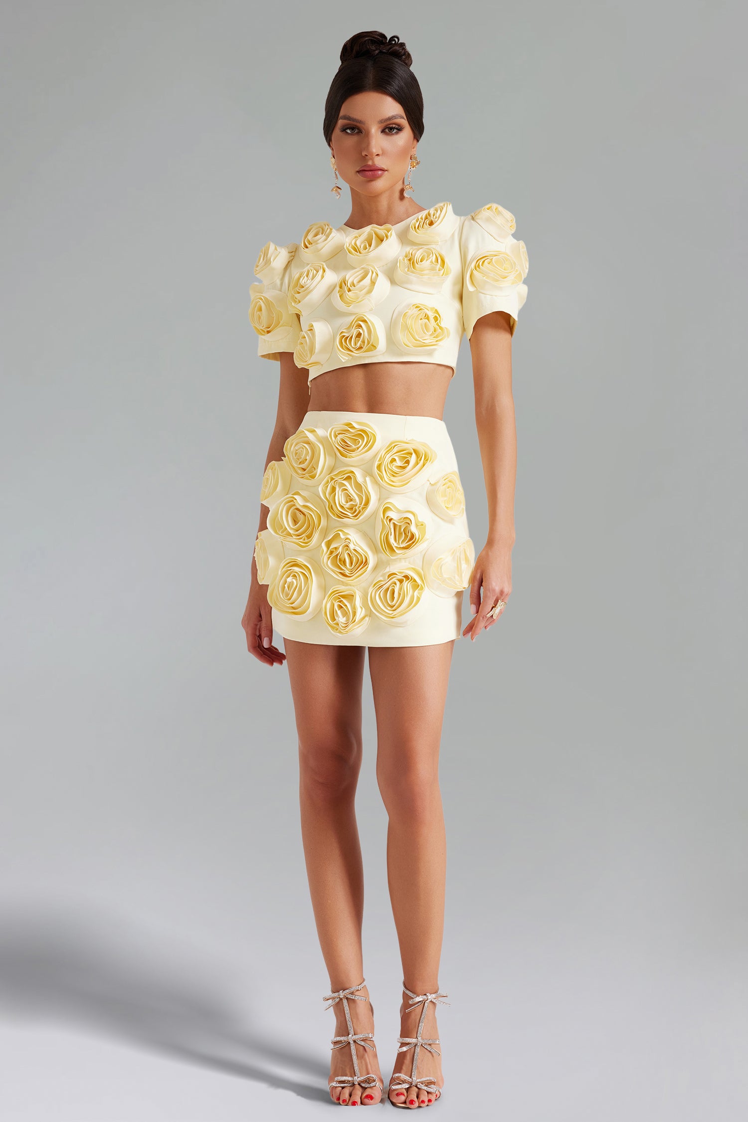 SALLA FLOWER SET: SHORT SLEEVES V-NECK CASUAL