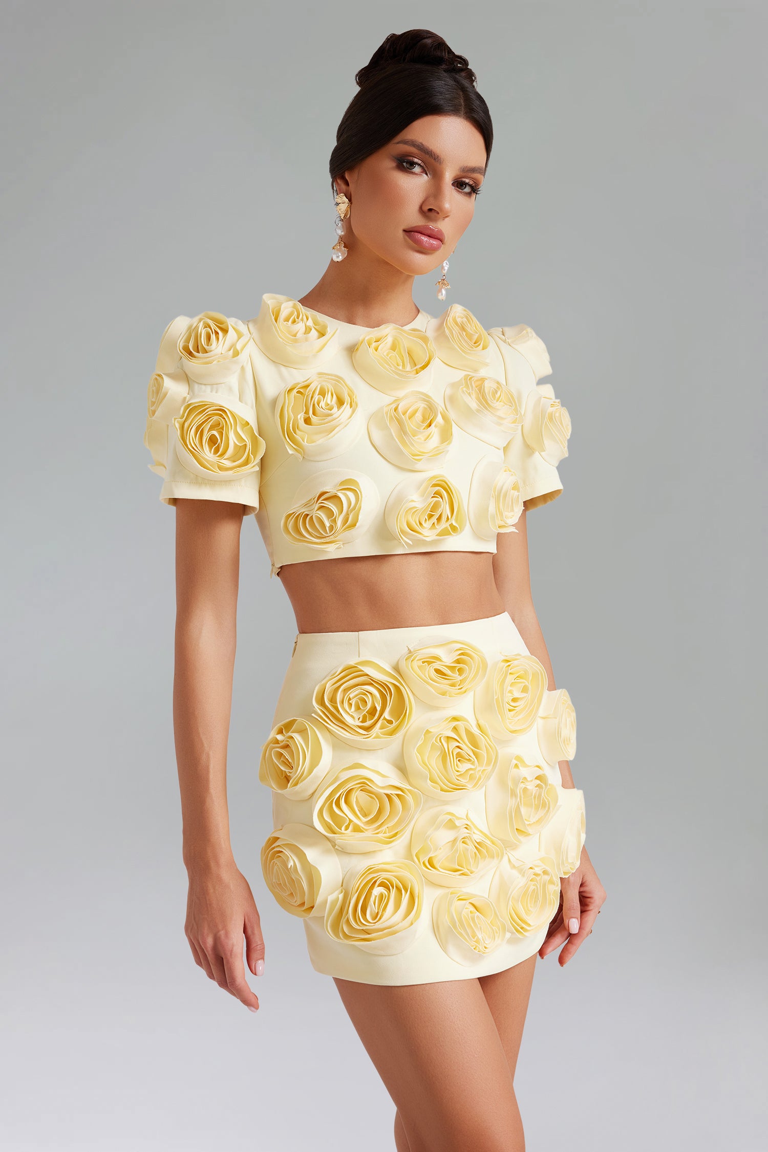 SALLA FLOWER SET: SHORT SLEEVES V-NECK CASUAL