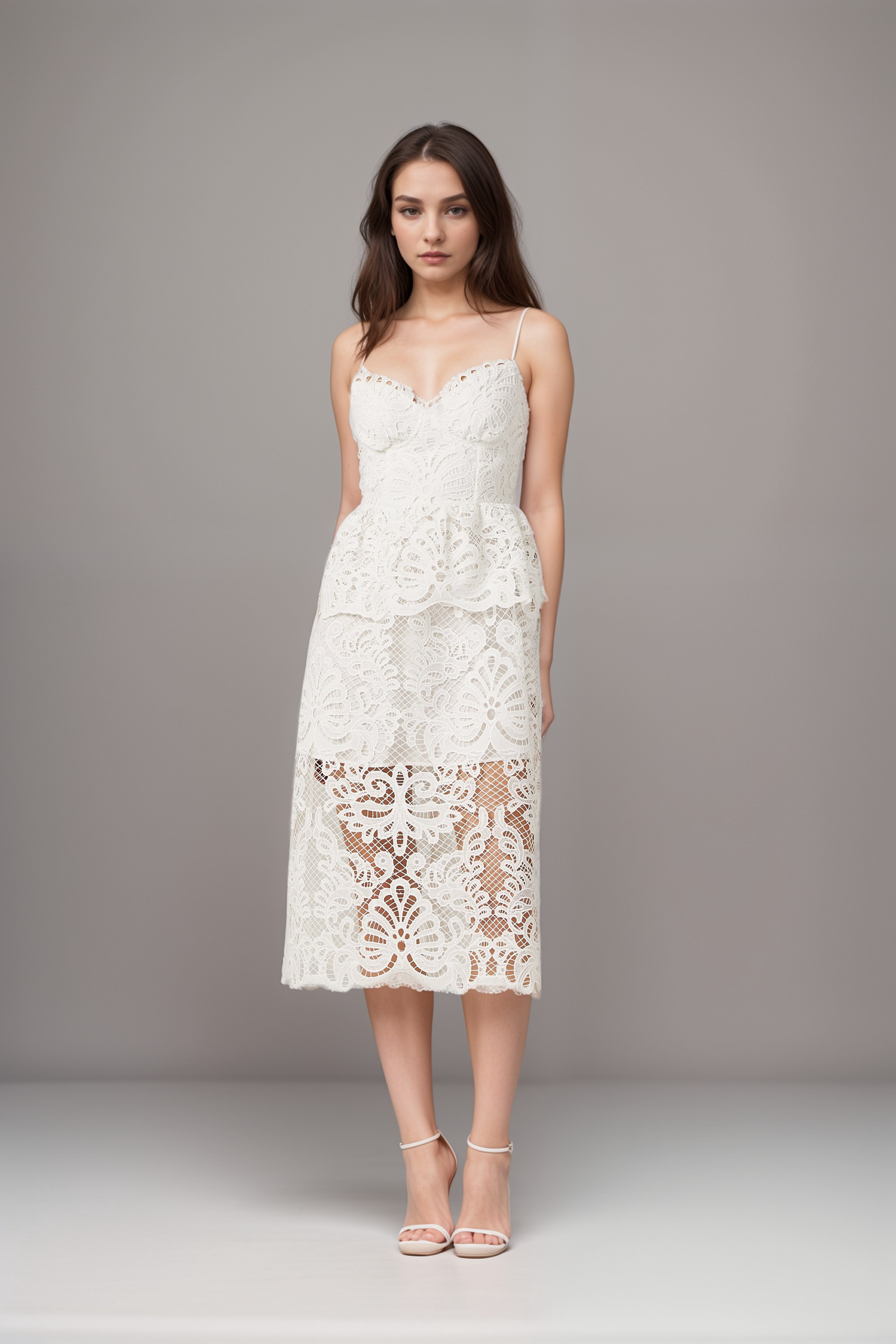 AUSTEN GUIPURE LACE MIDI DRESS FOR WEDDING GUEST