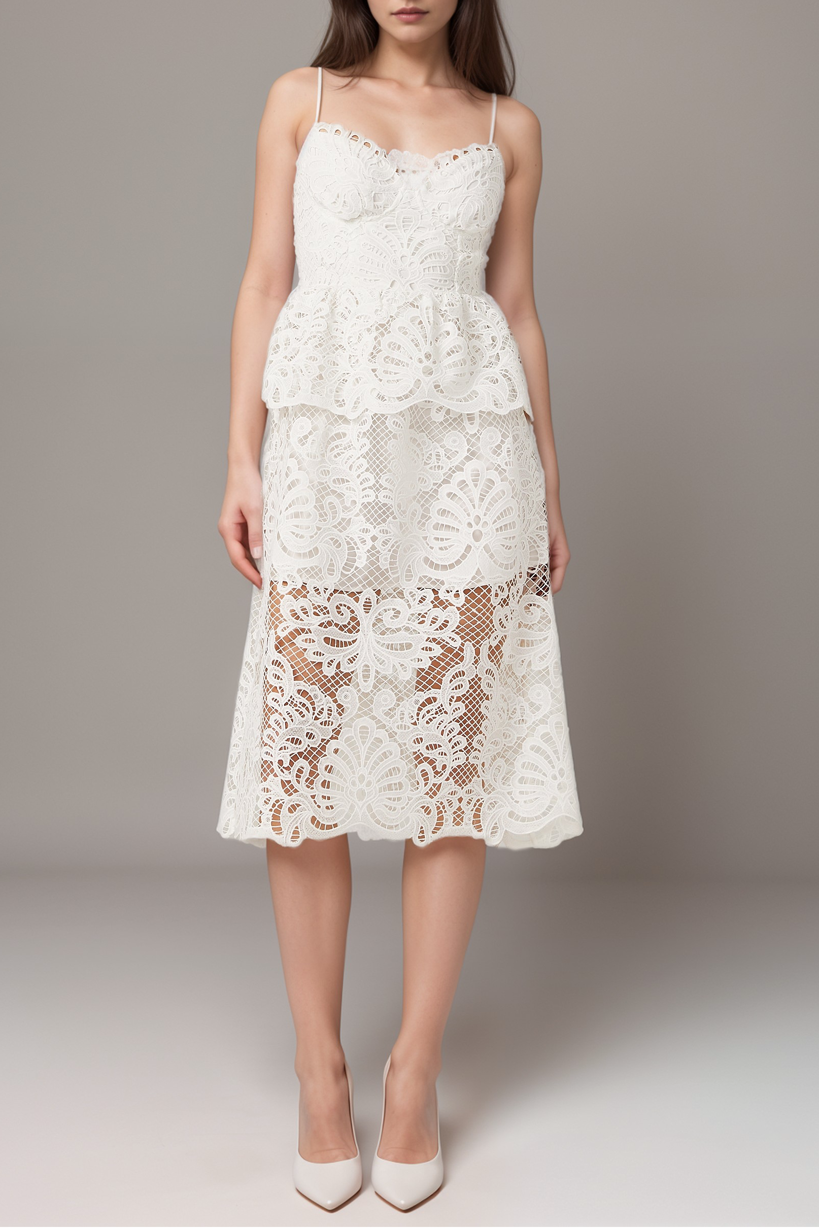 AUSTEN GUIPURE LACE MIDI DRESS FOR WEDDING GUEST