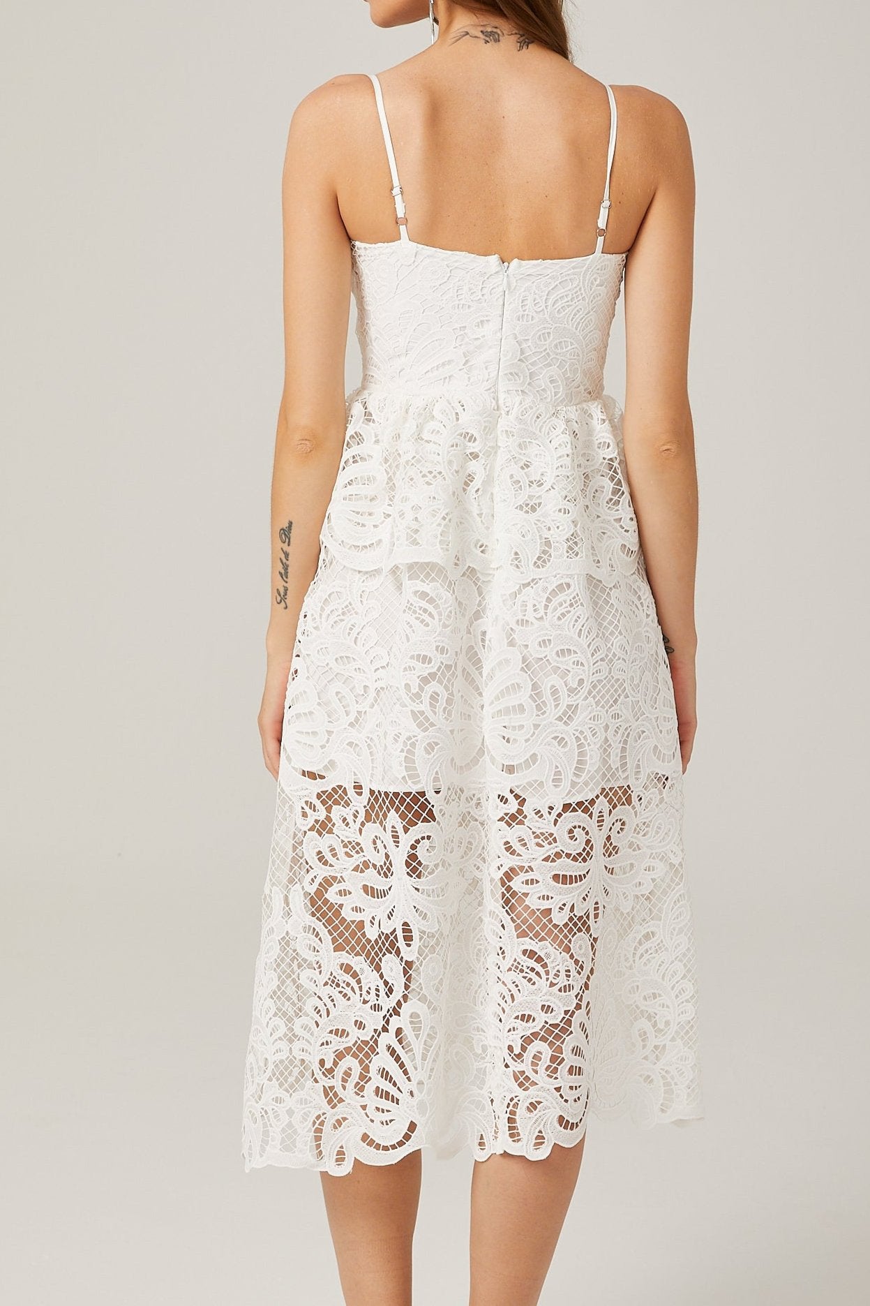 AUSTEN GUIPURE LACE MIDI DRESS FOR WEDDING GUEST