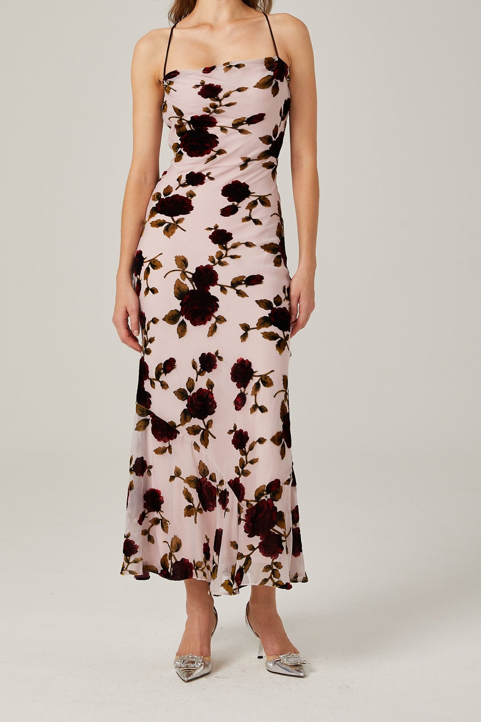 BACKLESS FLORAL MAXI DRESS FOR WEDDING