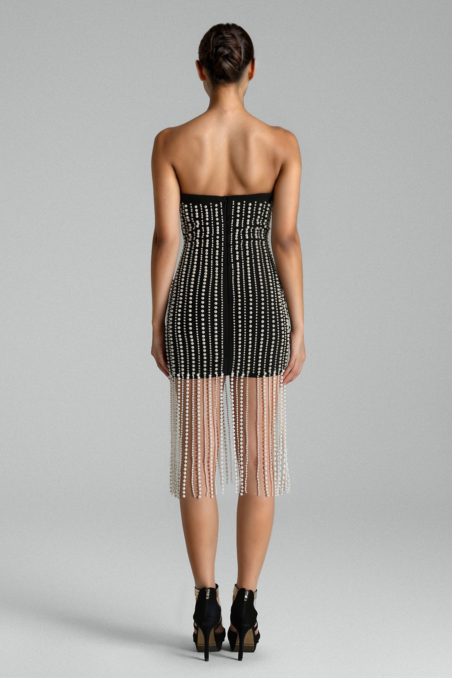 MAURA PEARL TASSEL TUBE MINI DRESS FOR PARTY