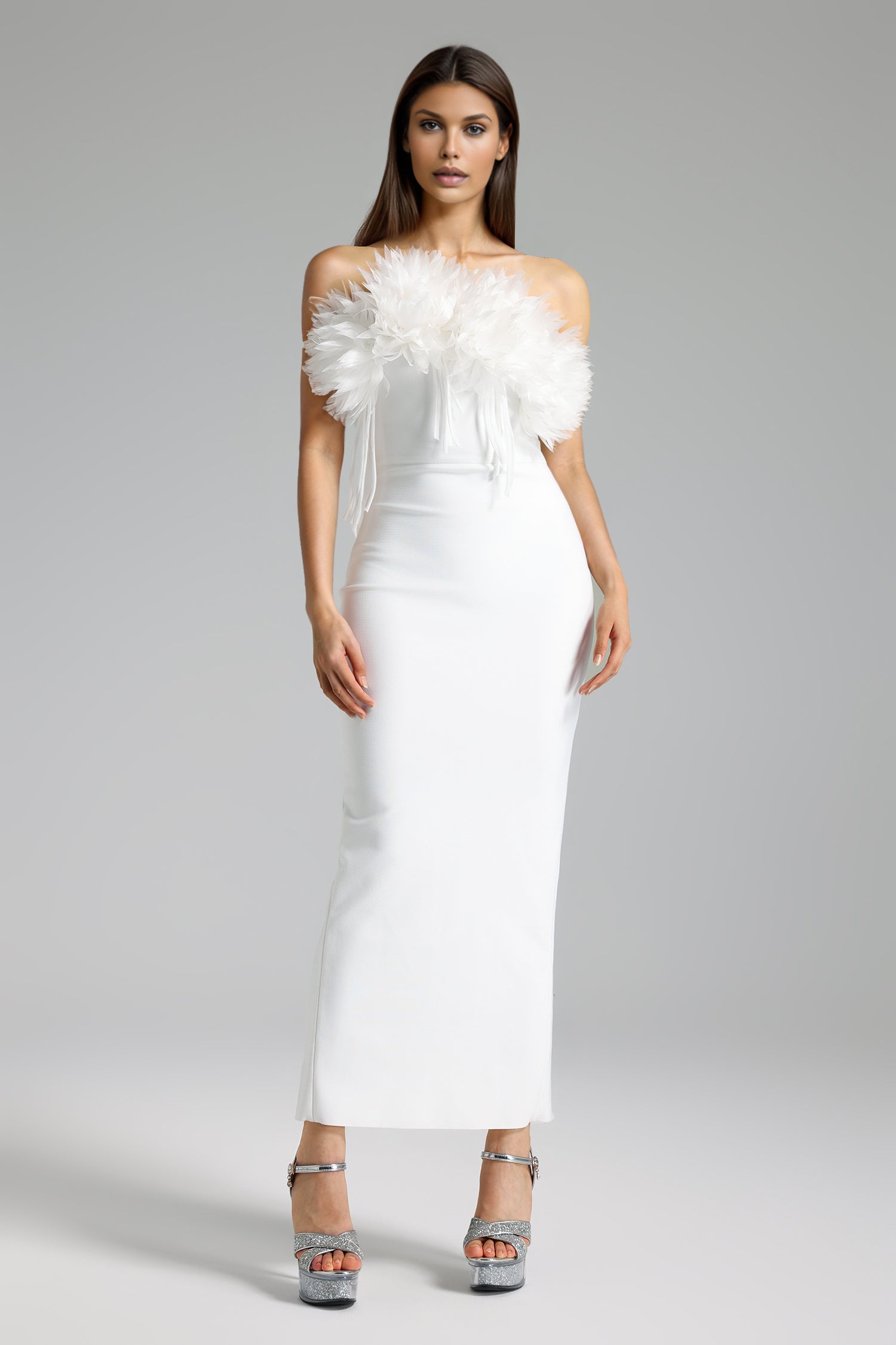 TANCY STRAPLESS CORSET FISHTAIL BANDAGE MAXI DRESS