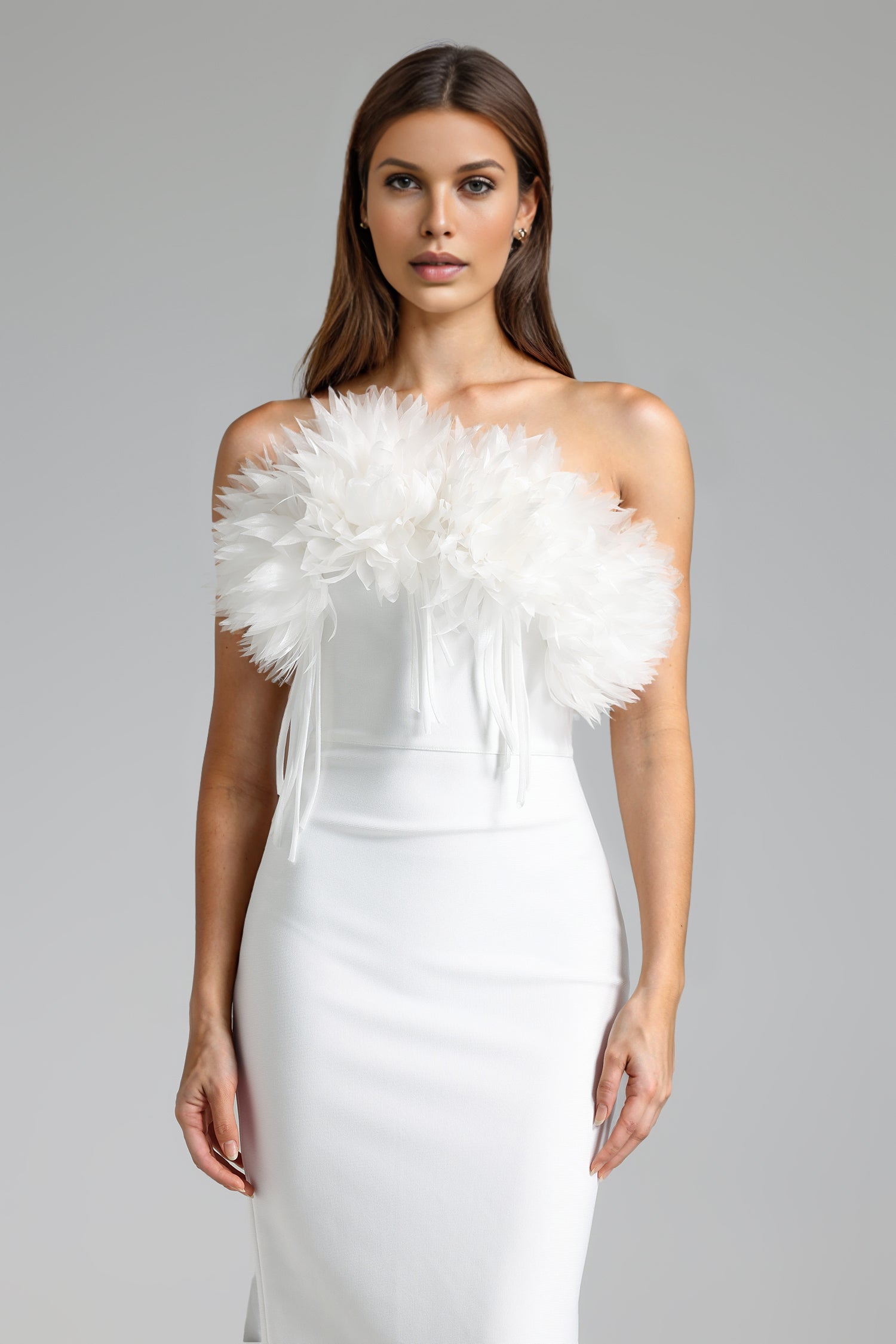 TANCY STRAPLESS CORSET FISHTAIL BANDAGE MAXI DRESS