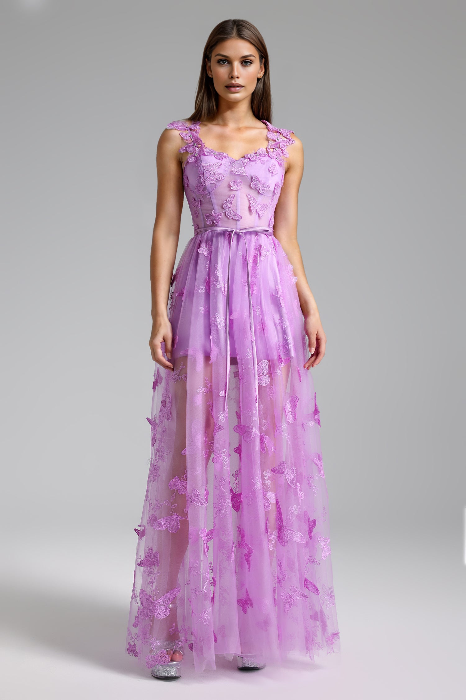 2024-09-03-65027 BUTTERFLY SLEEVELESS CORSET MAXI DRESS