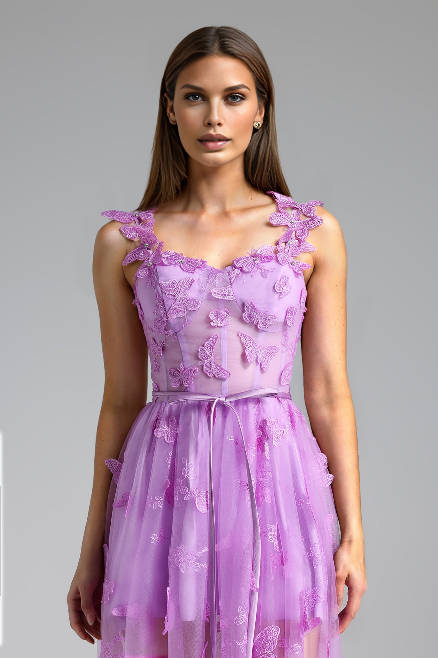 BUTTERFLY SLEEVELESS CORSET MAXI DRESS