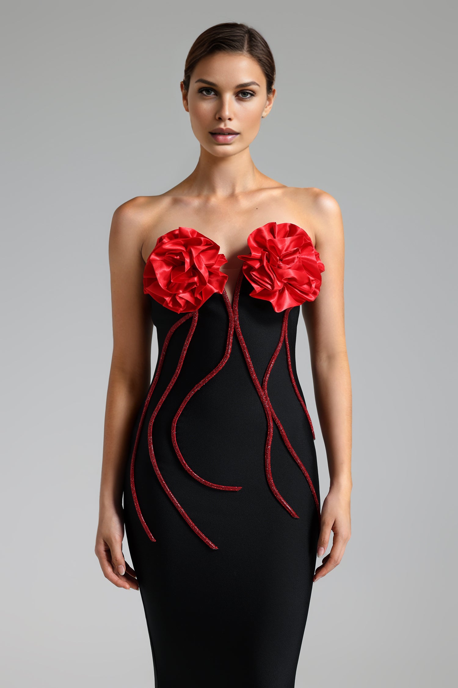 JANETTA STRAPLESS BANDAGE MAXI DRESS FOR PARTY