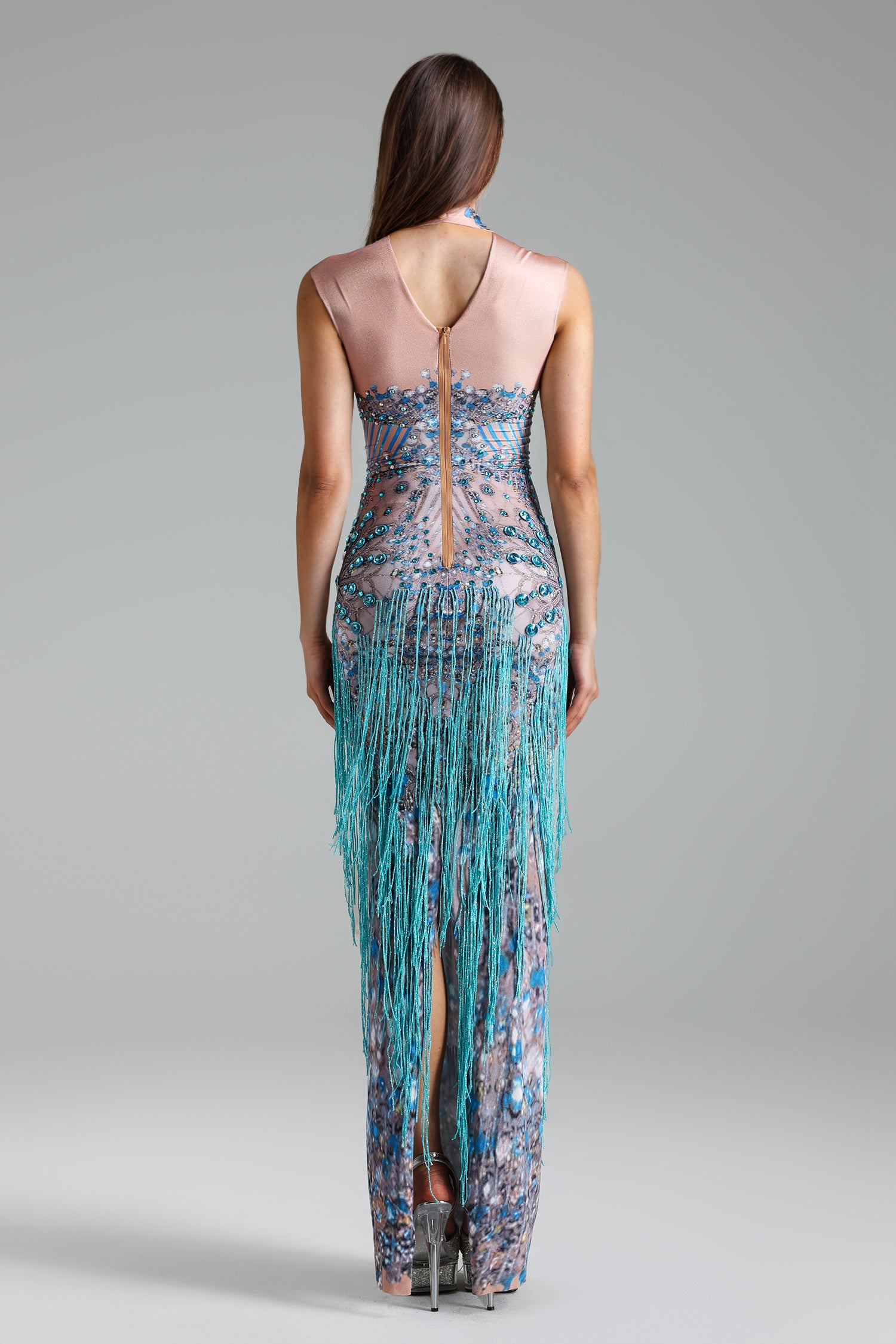 VERZA DIAMOND SLEEVELESS MAXI DRESS FOR EVENTS