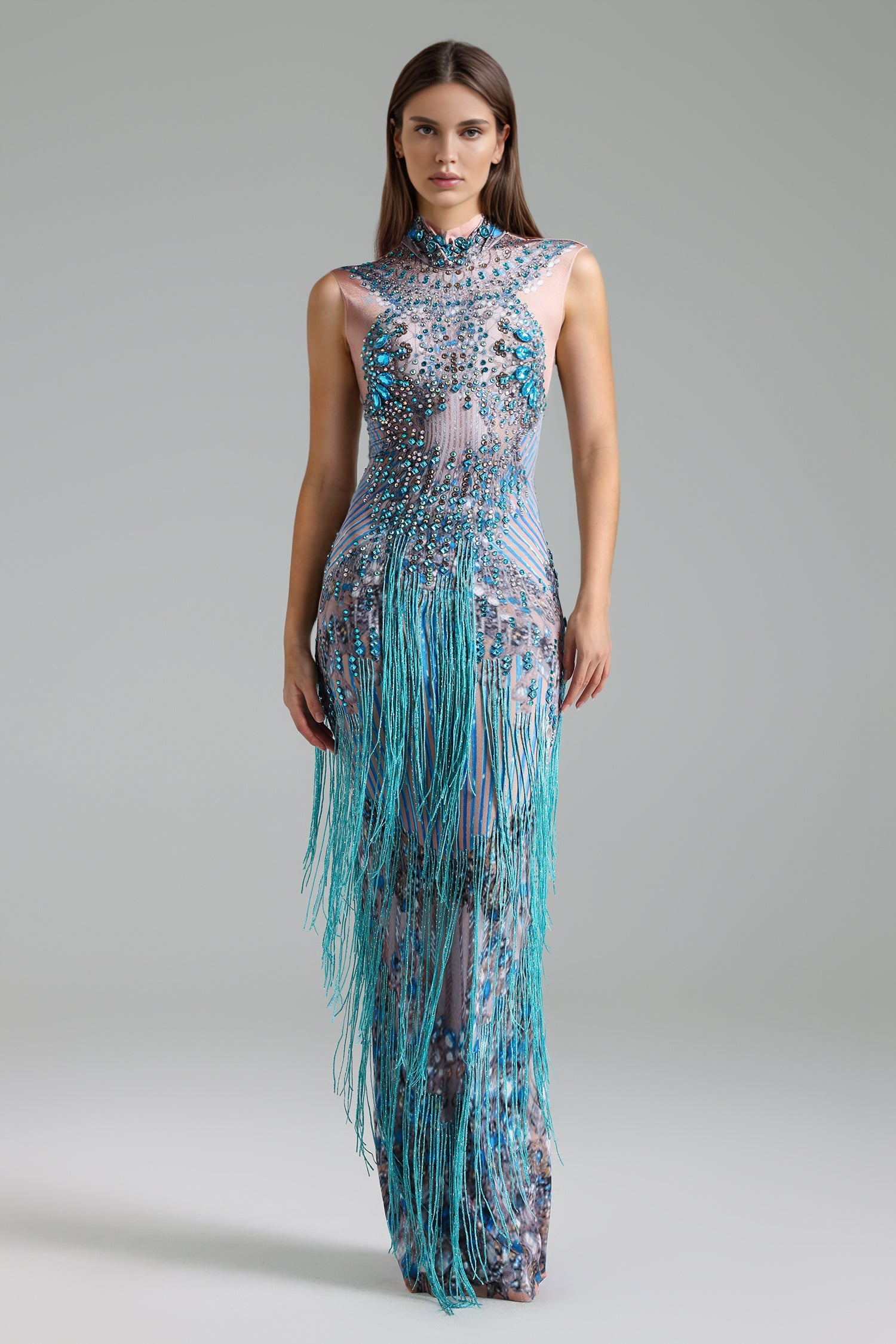 VERZA DIAMOND SLEEVELESS MAXI DRESS FOR EVENTS